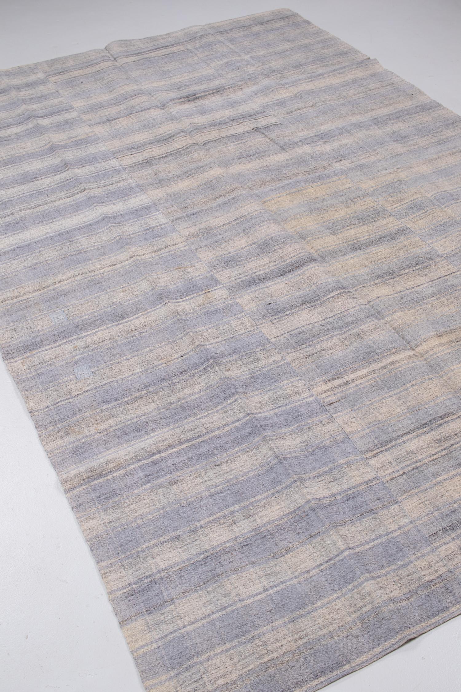 Wool Vintage Anatolian Plaid Flatweave Rug For Sale