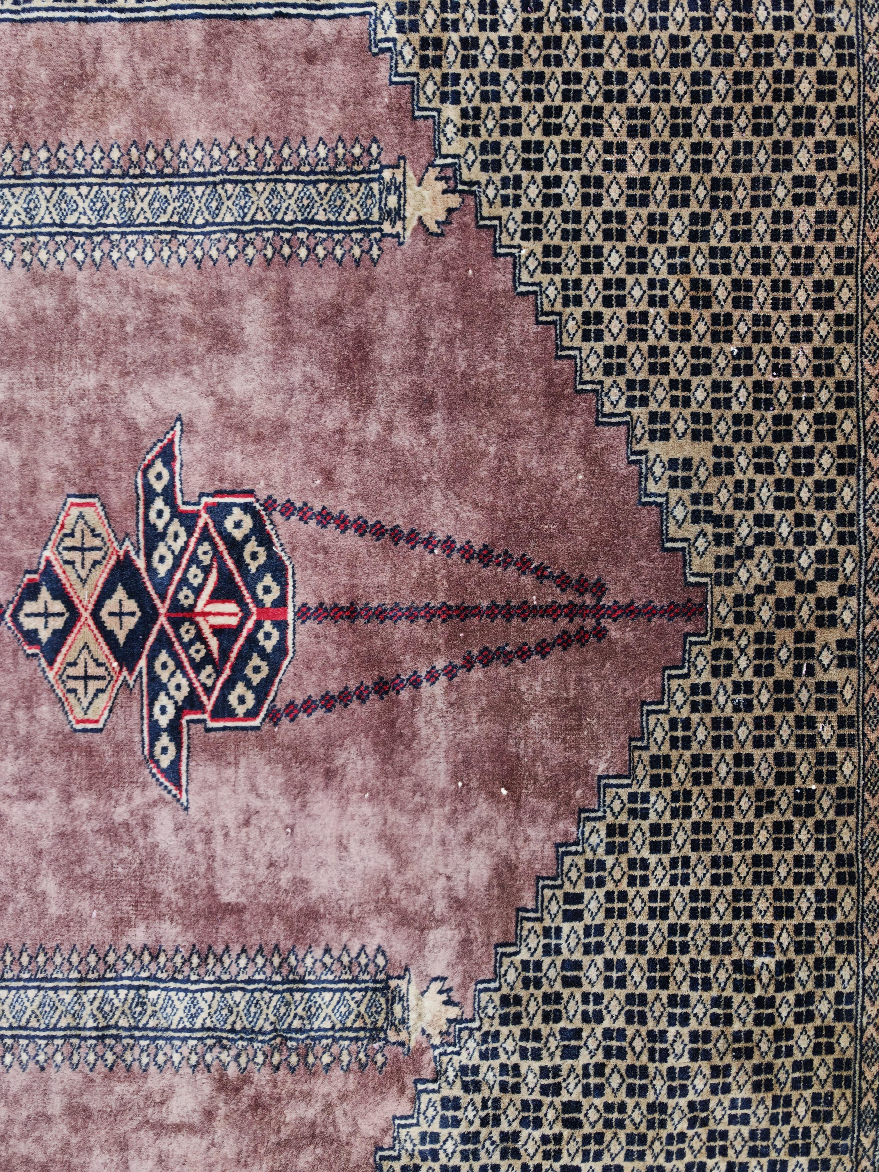 Laine Tapis Vintage Anatolien Knots Rugs en laine nouée à la main, violet et gris en vente
