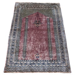 Vintage Anatolien Gebetsteppich in lila und grau handgeknüpft Wolle