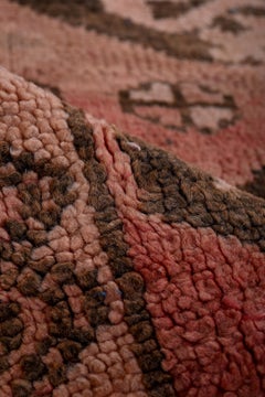 Vintage Anatolian Rug Karapinar Medallion Pattern in Faded Rose and Charcoal