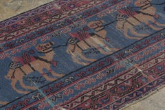 Vintage Anatolian Rug with Sparta Camel Design in Blue and Gold - Rug & Kilim