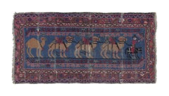 Vintage Anatolian Rug with Sparta Camel Design in Blue and Gold - Rug & Kilim