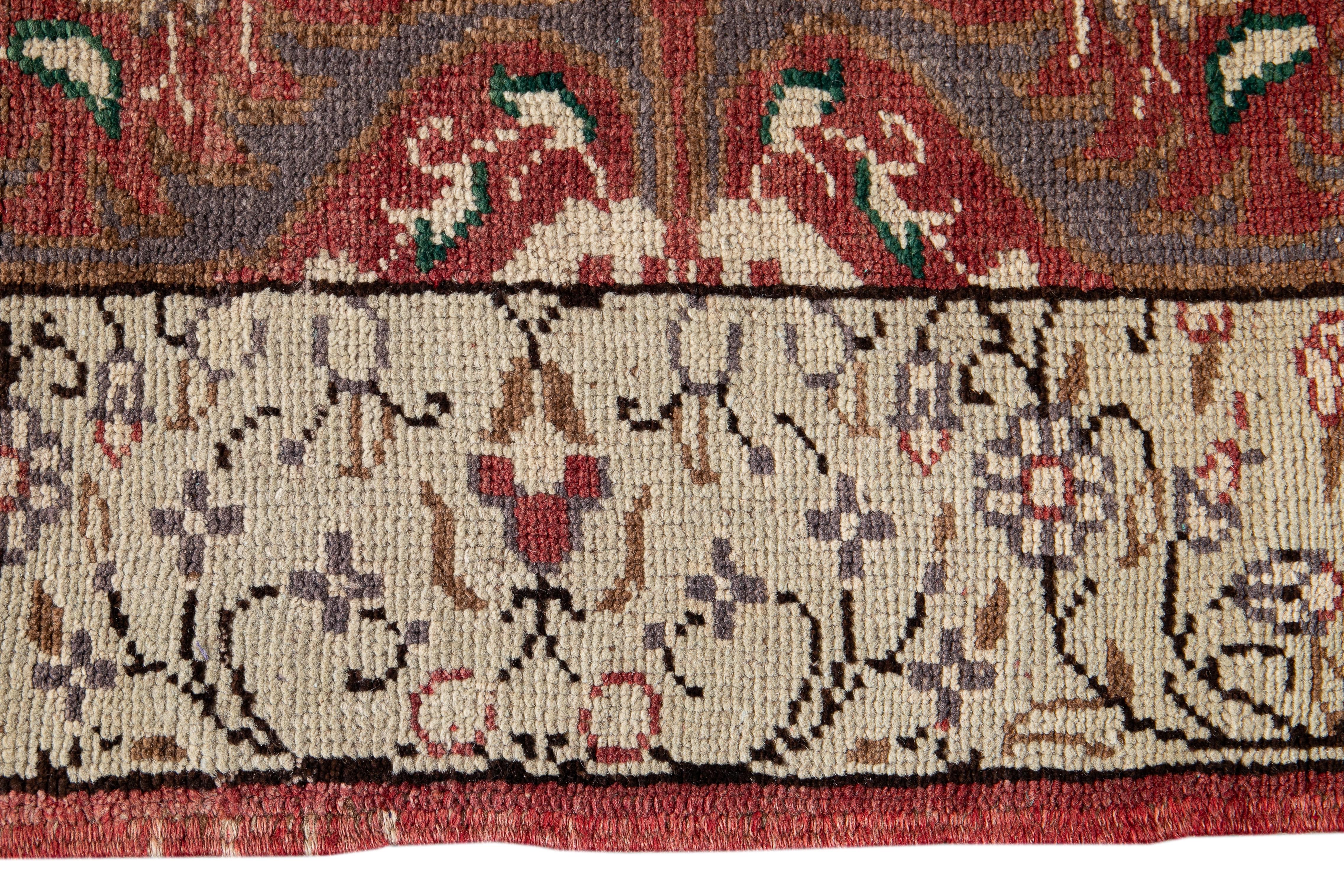 Islamic Vintage Rust  Anatolian Handmade Wool Runner  For Sale