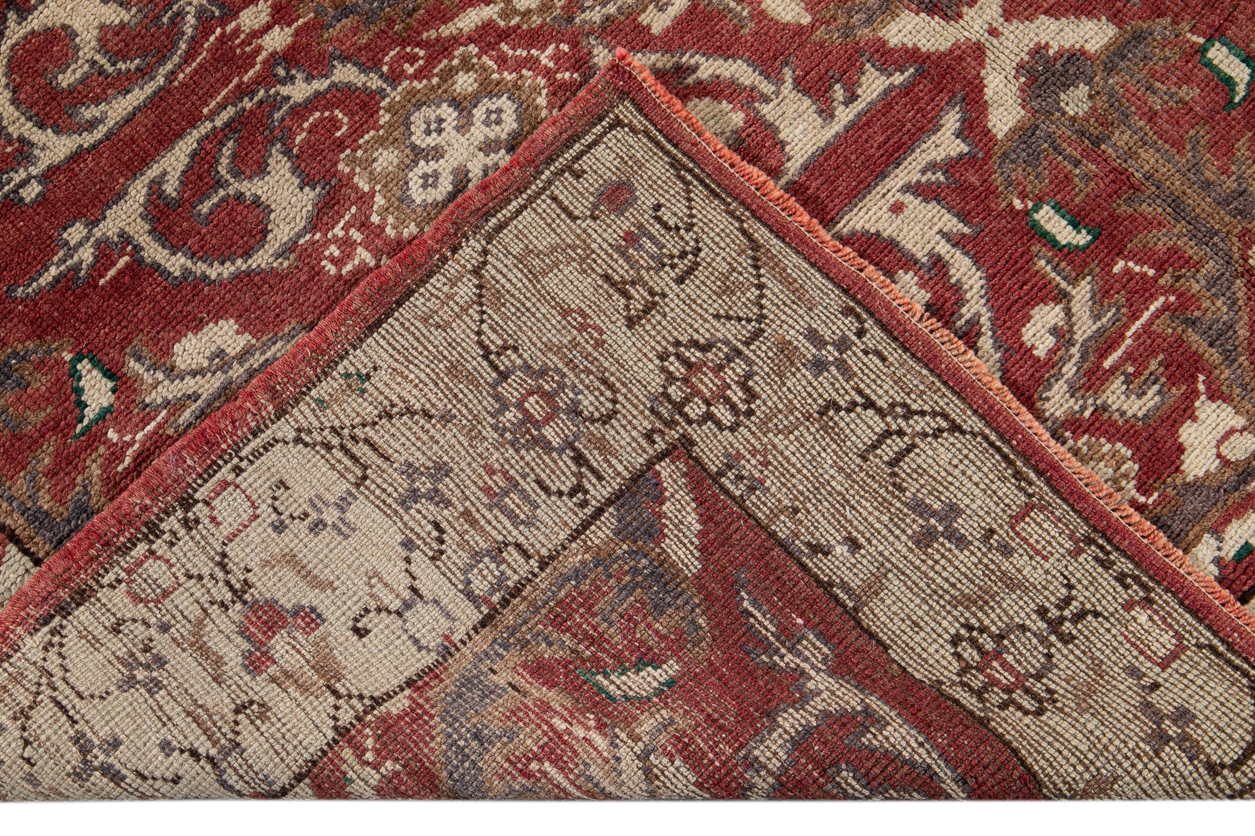 Vintage Rust  Anatolian Handmade Wool Runner  In Excellent Condition For Sale In Norwalk, CT