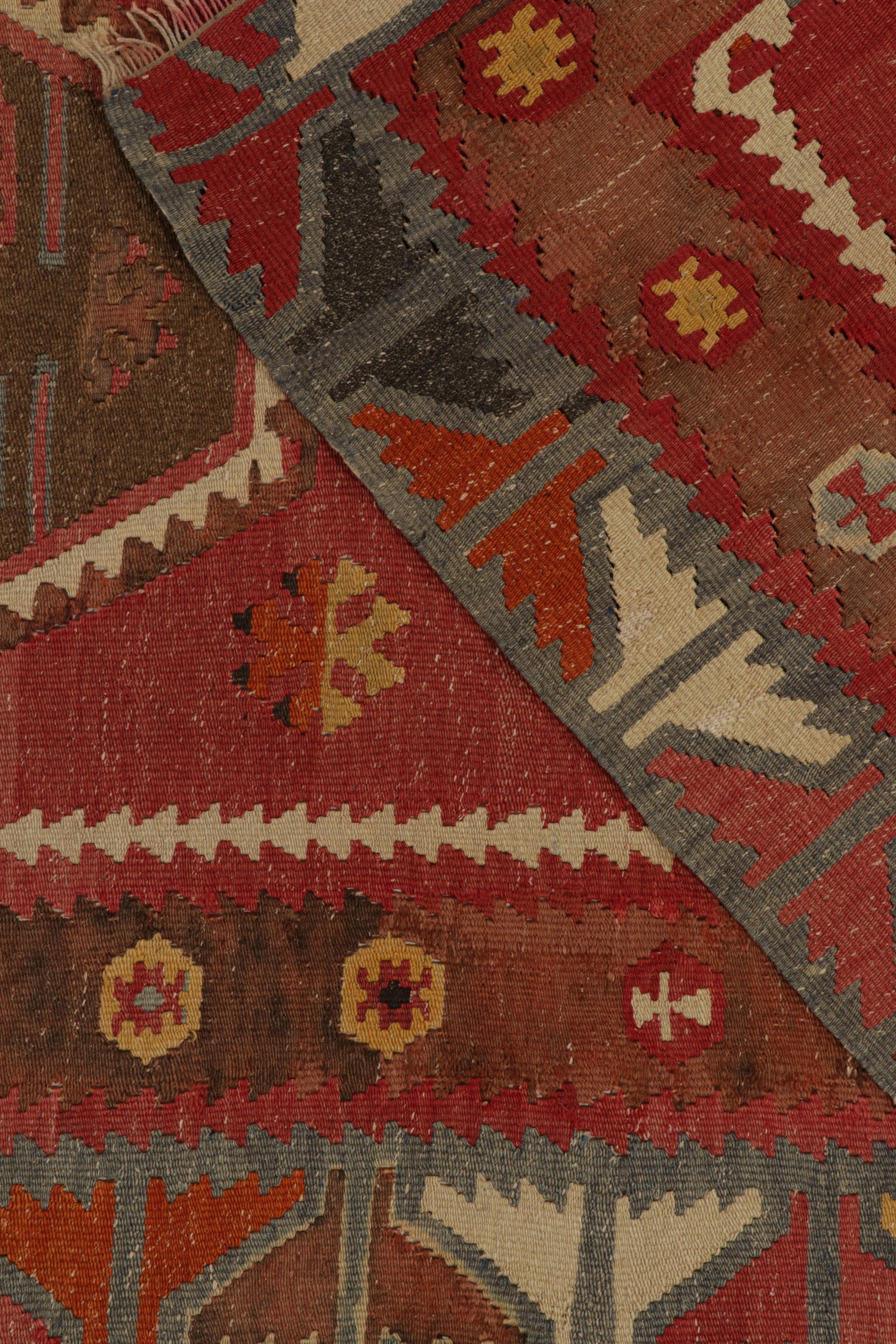 Vintage Turkish Kilim rug in Red & Brown Tribal Geometric Pattern by Rug & Kilim For Sale 1