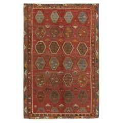 Vintage Turkish Kilim rug in Red & Brown Tribal Geometric Pattern by Rug & Kilim