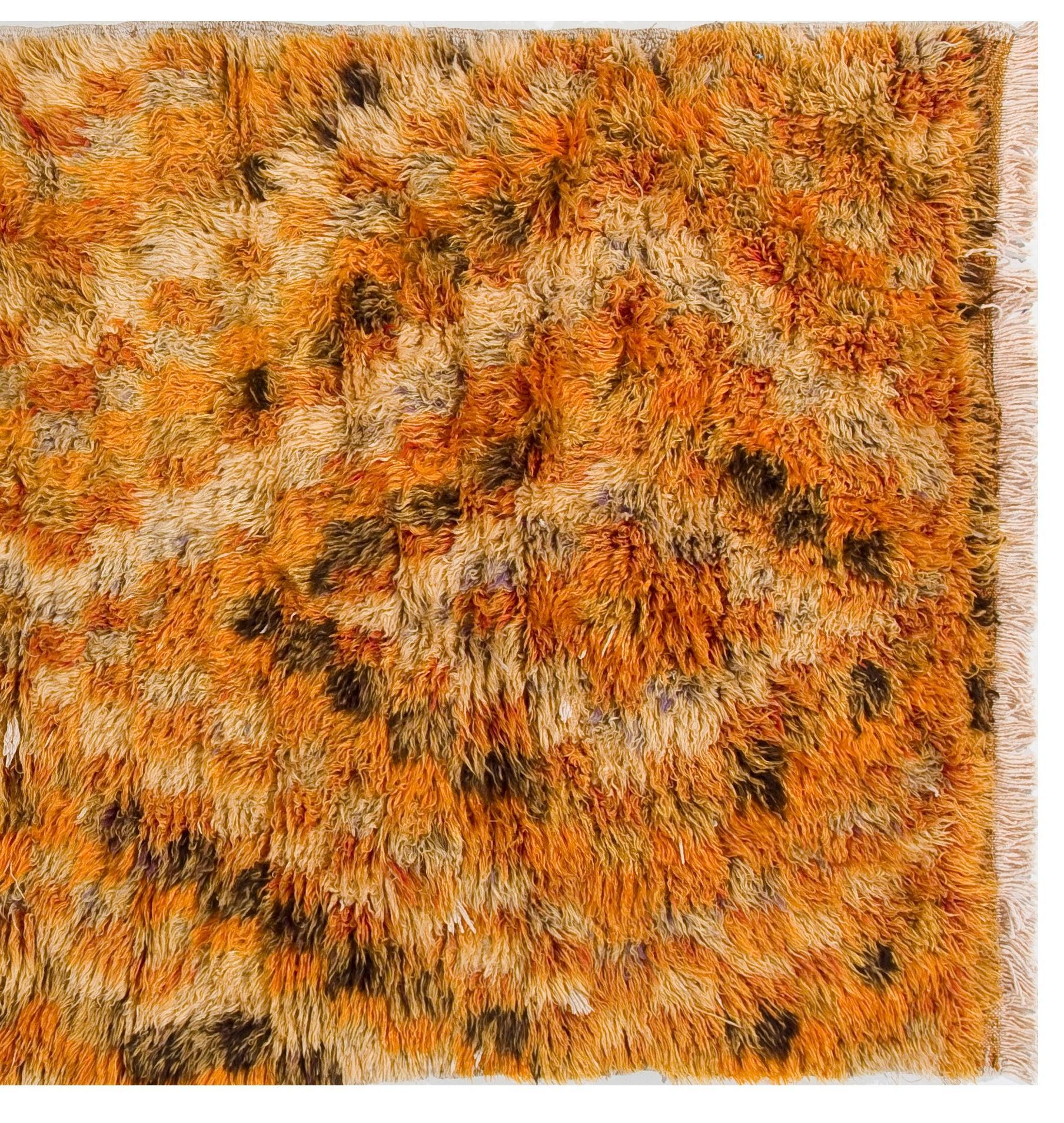 Hand-Knotted Mid-century Tulu Rug. 4x7.3 Ft. One of a kind 1940s Floor Covering. Wool Carpet