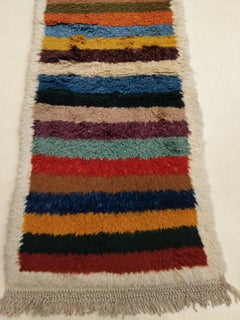 Vintage Anatolian Tulu Narrow Runner Rug with Polychrome Stripes
