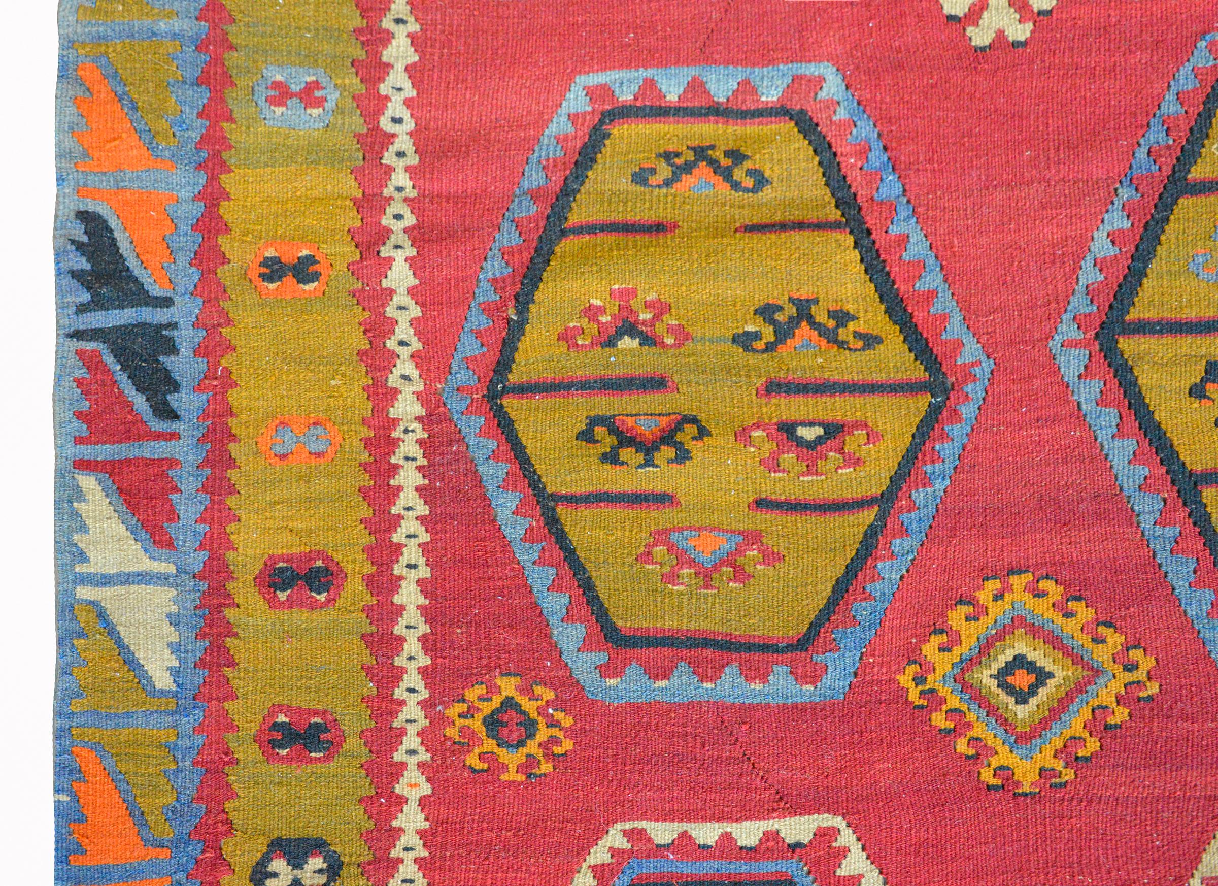 Hand-Knotted Vintage Anatolian Turkish Kilim Rug For Sale