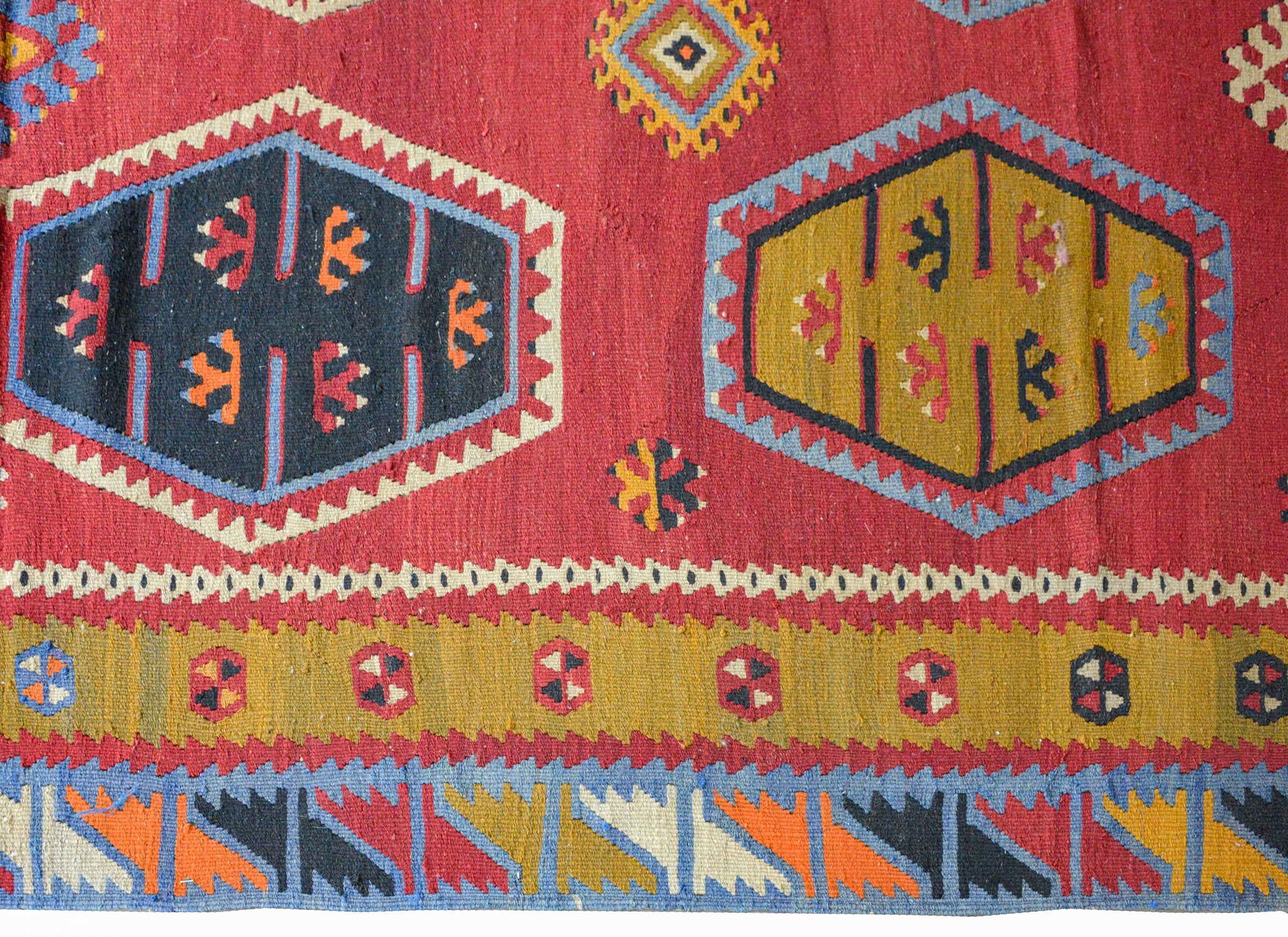 Wool Vintage Anatolian Turkish Kilim Rug For Sale