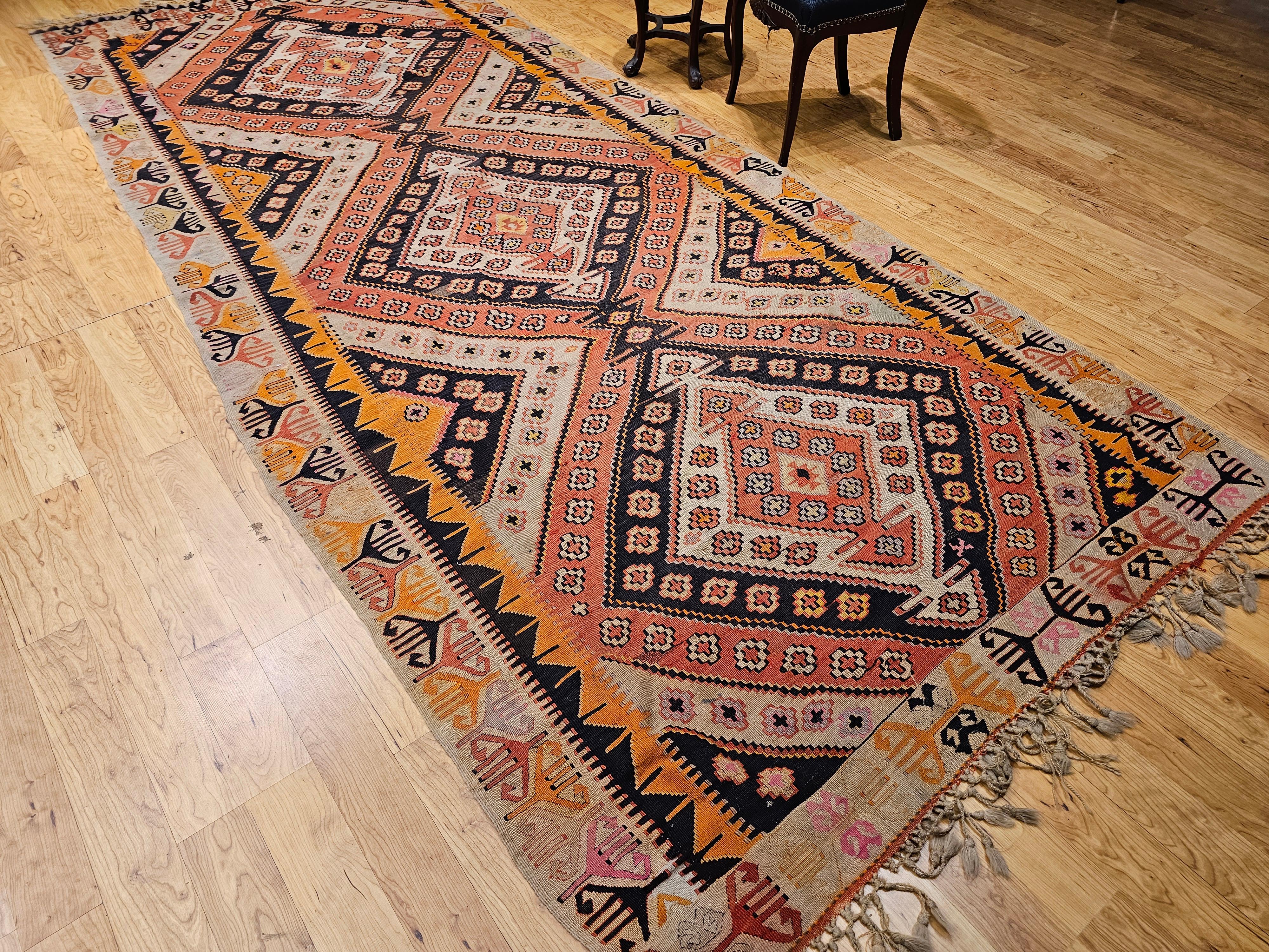 Vintage Anatolian Turkish Kilim Wide Runner For Sale 4
