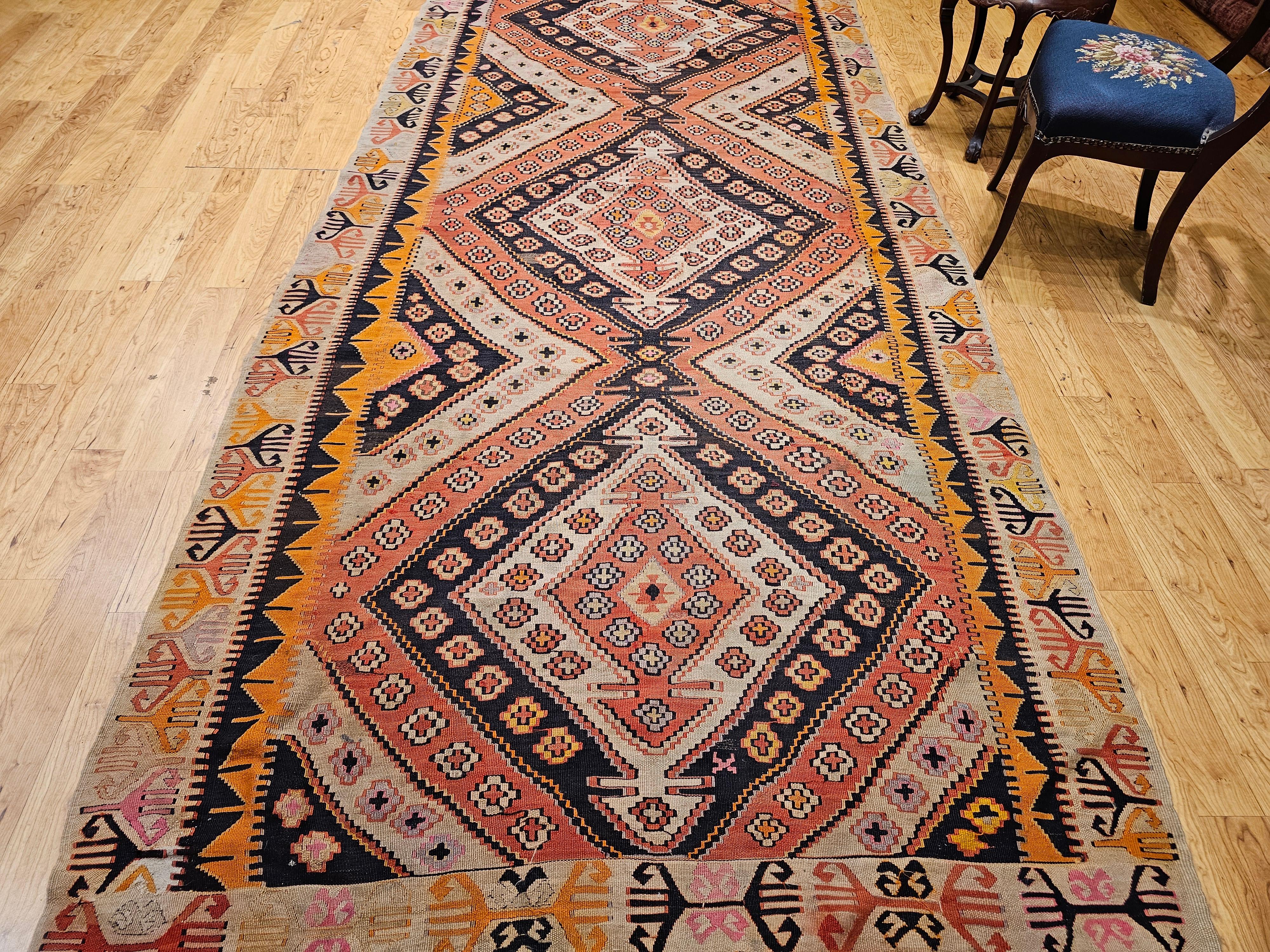 Vintage Anatolian Turkish Kilim Wide Runner For Sale 5