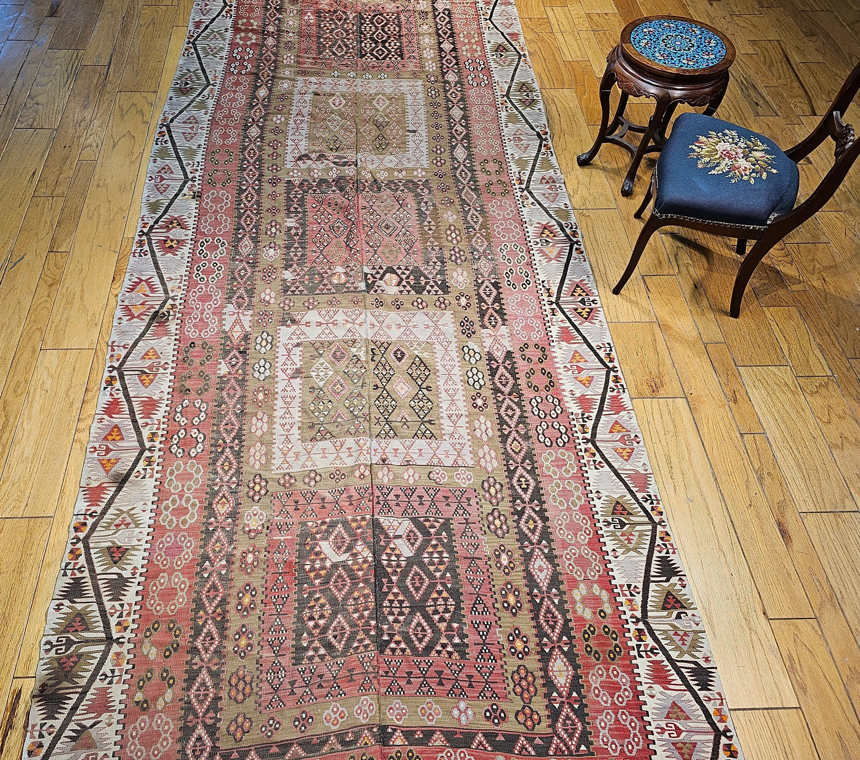 Vintage Anatolian Turkish Kilim Wide Runner For Sale 5