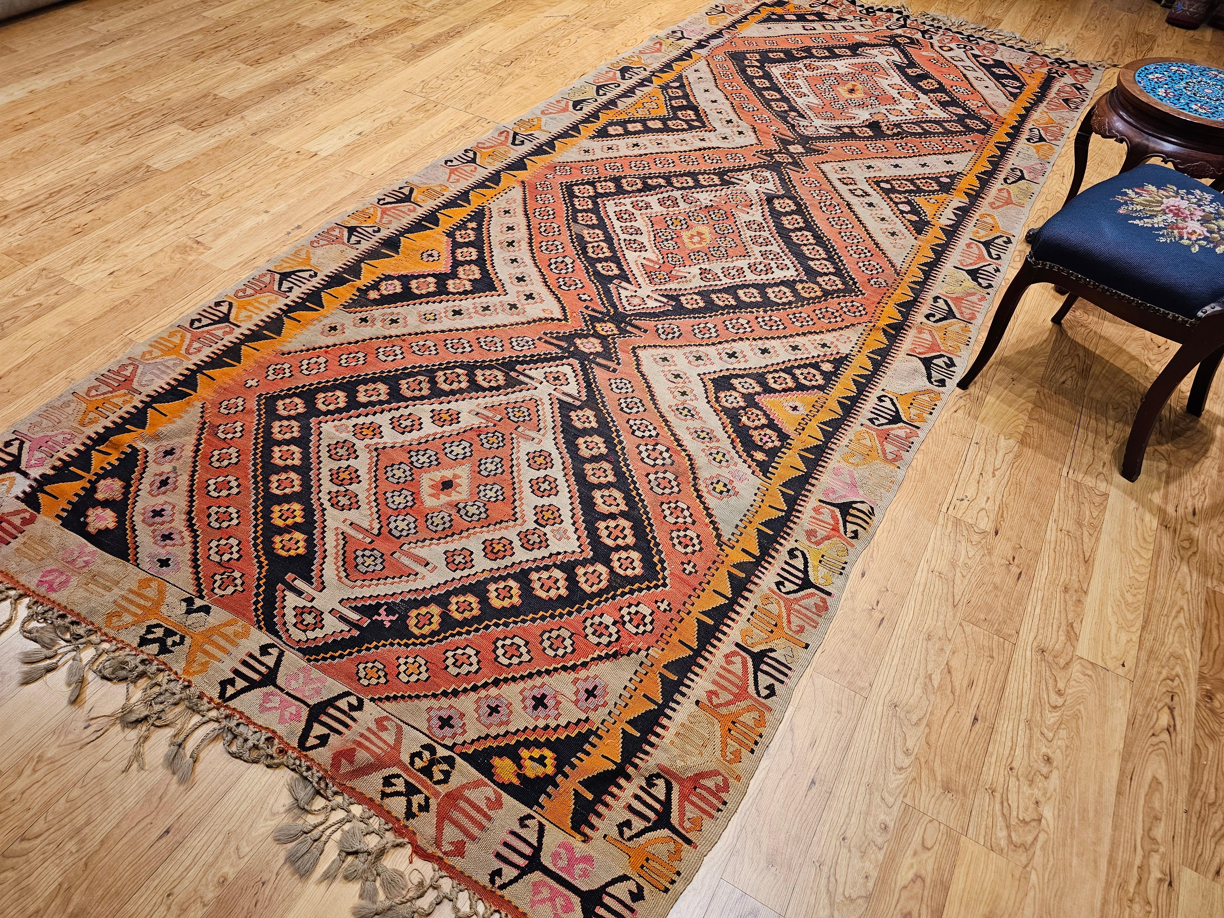 Vintage Anatolian Turkish Kilim Wide Runner For Sale 6