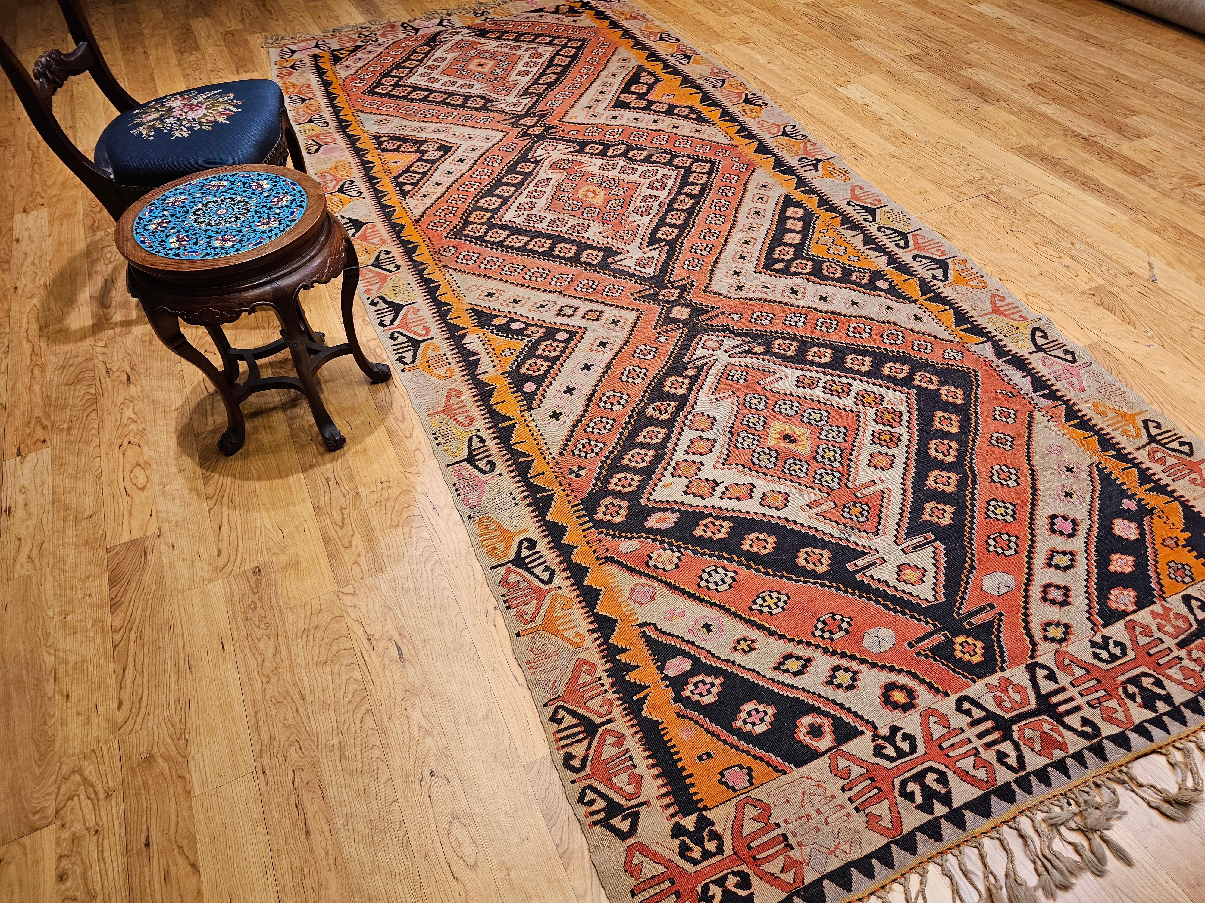 Vintage Anatolian Turkish Kilim Wide Runner For Sale 7