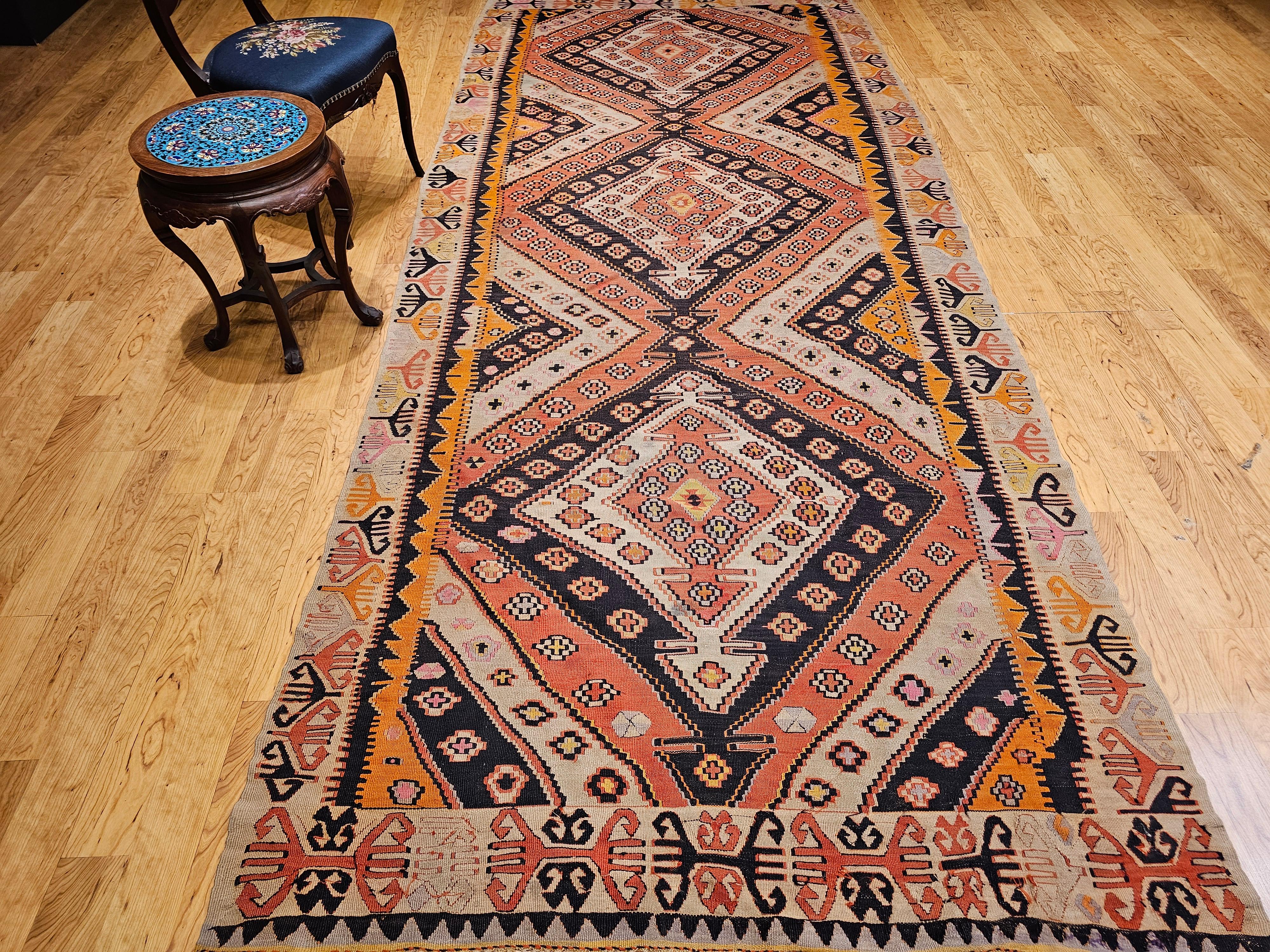 Vintage Anatolian Turkish Kilim Wide Runner For Sale 8