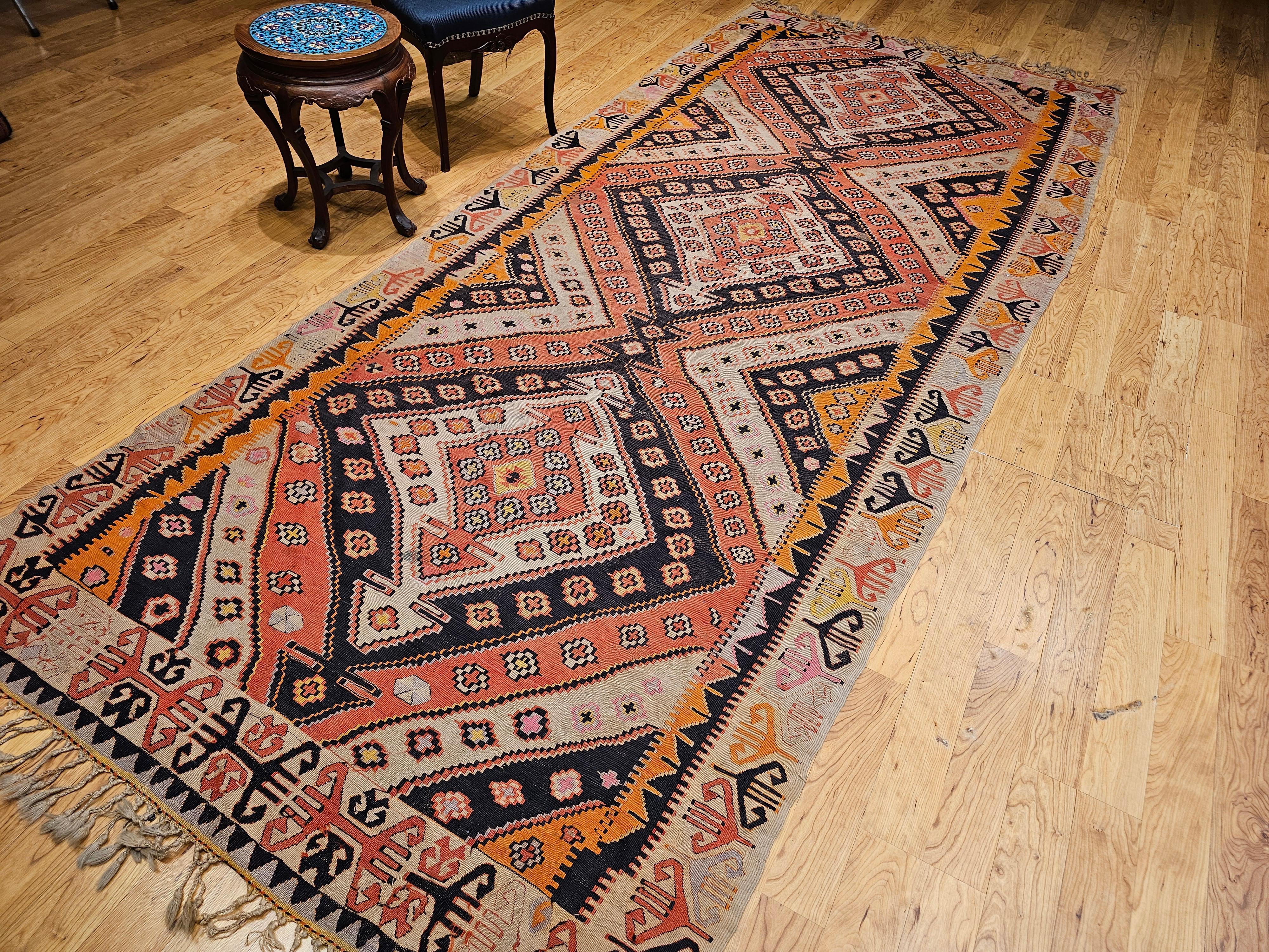 Vintage Anatolian Turkish Kilim Wide Runner For Sale 9