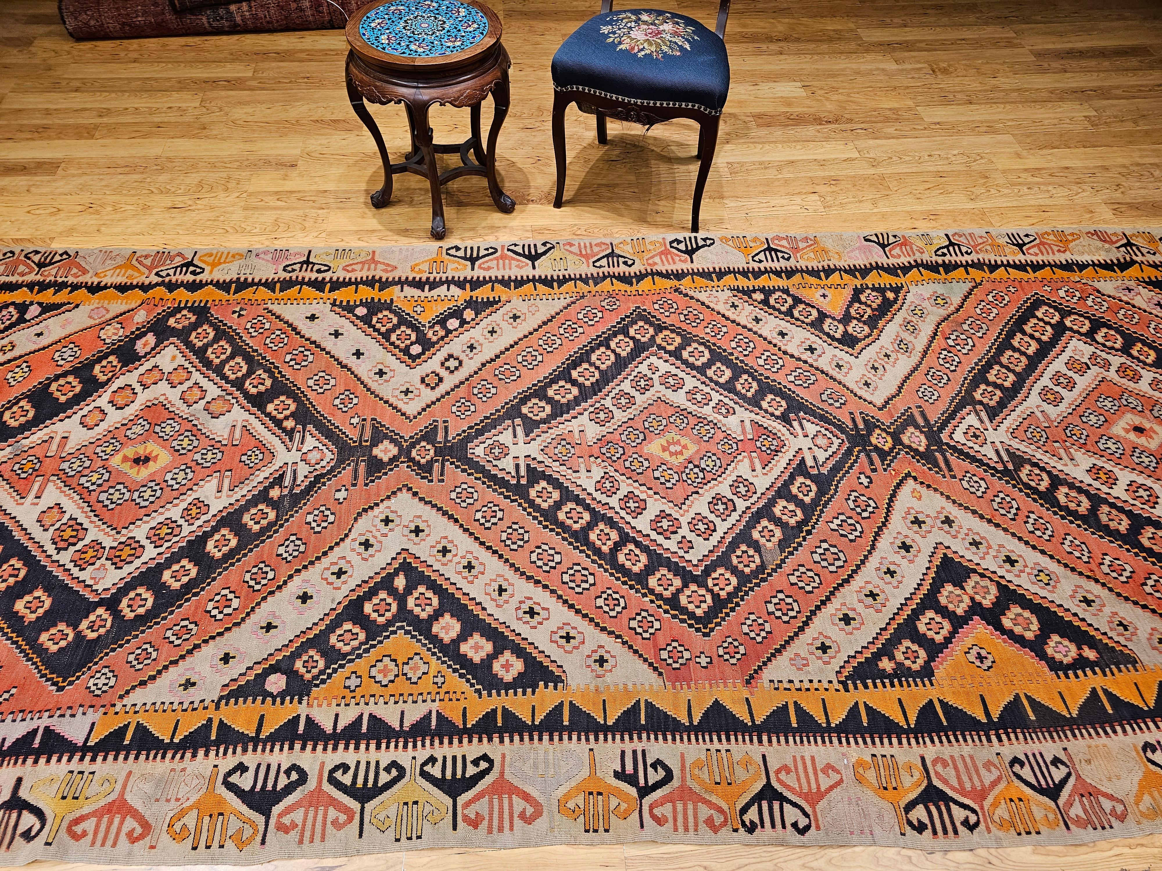 Vintage Anatolian Turkish Kilim Wide Runner For Sale 10