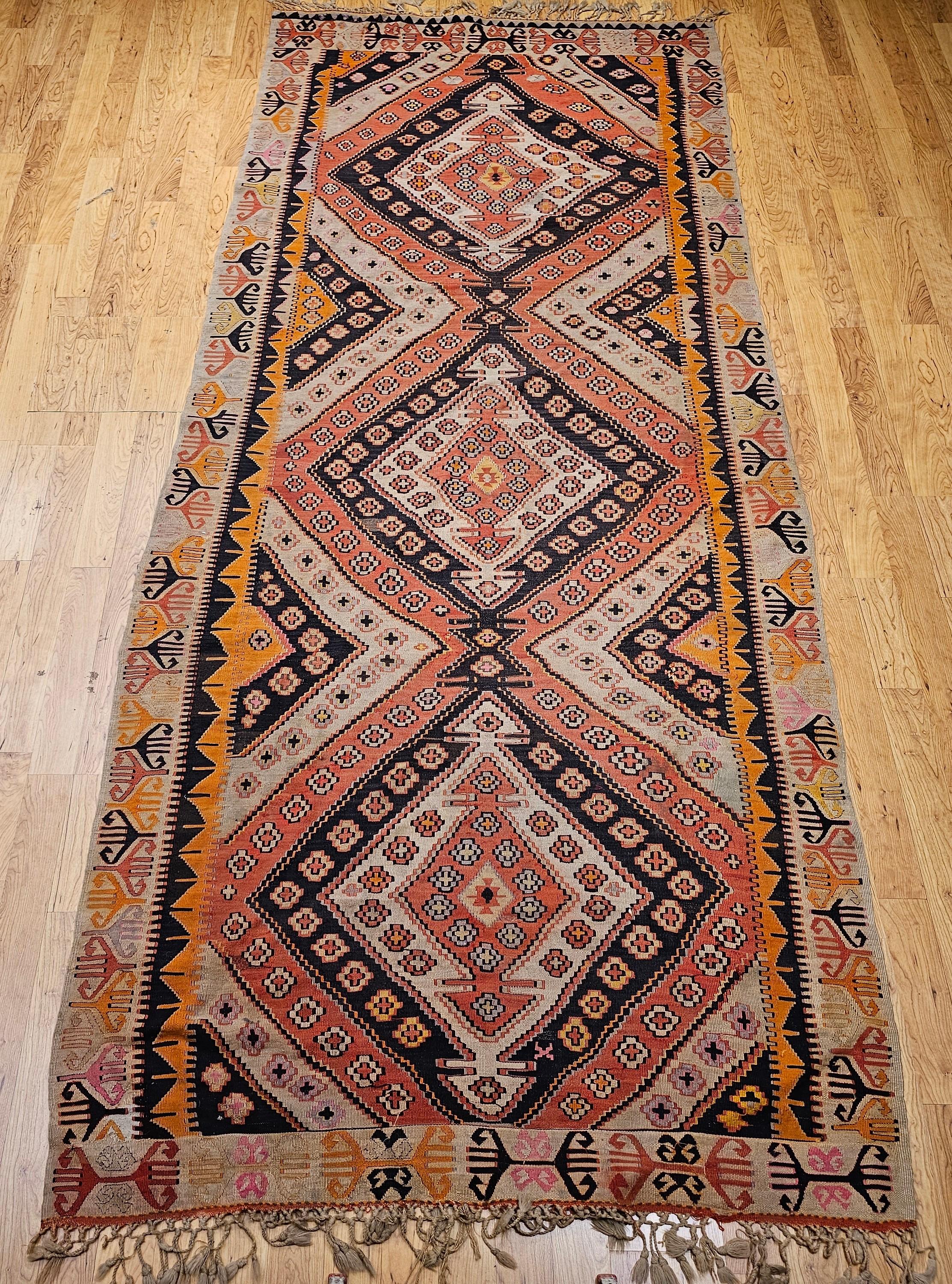 Vintage Anatolian Turkish Kilim Wide Runner For Sale 11