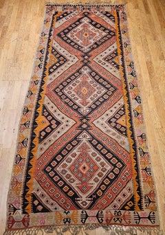 Vintage Anatolian Turkish Kilim Wide Runner