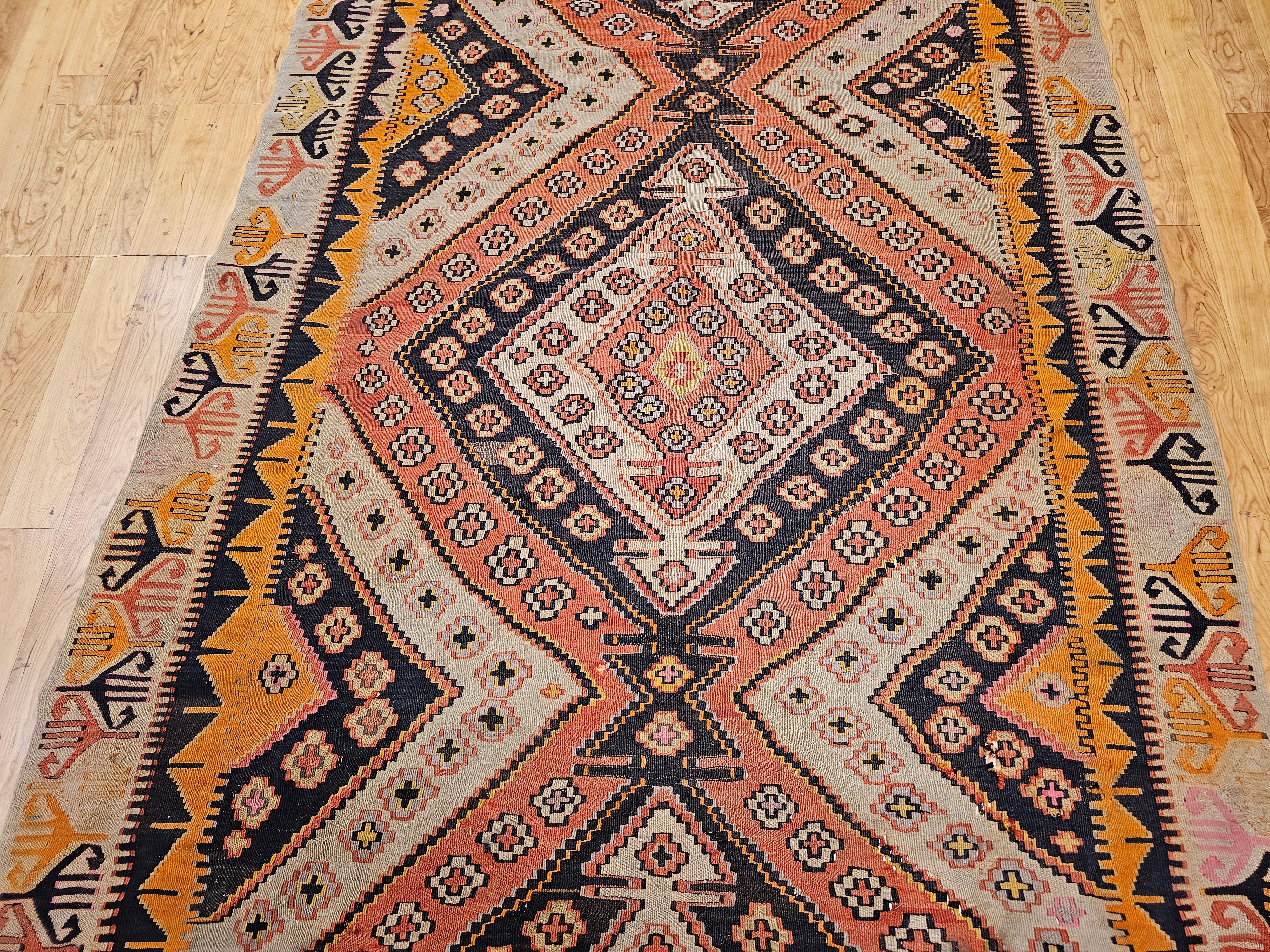 Vintage Anatolian Turkish Kilim Wide Runner In Good Condition For Sale In Barrington, IL