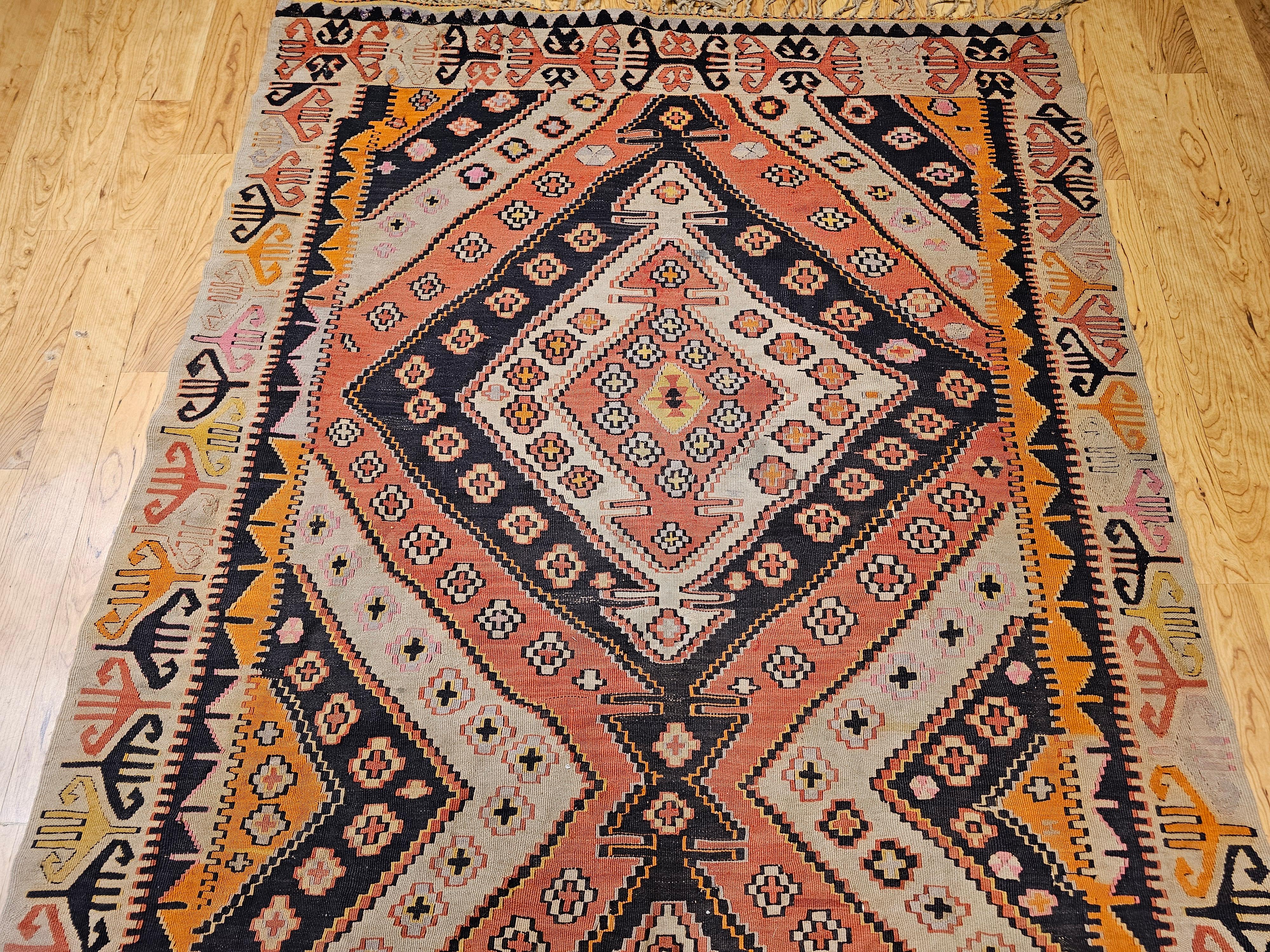 20th Century Vintage Anatolian Turkish Kilim Wide Runner For Sale