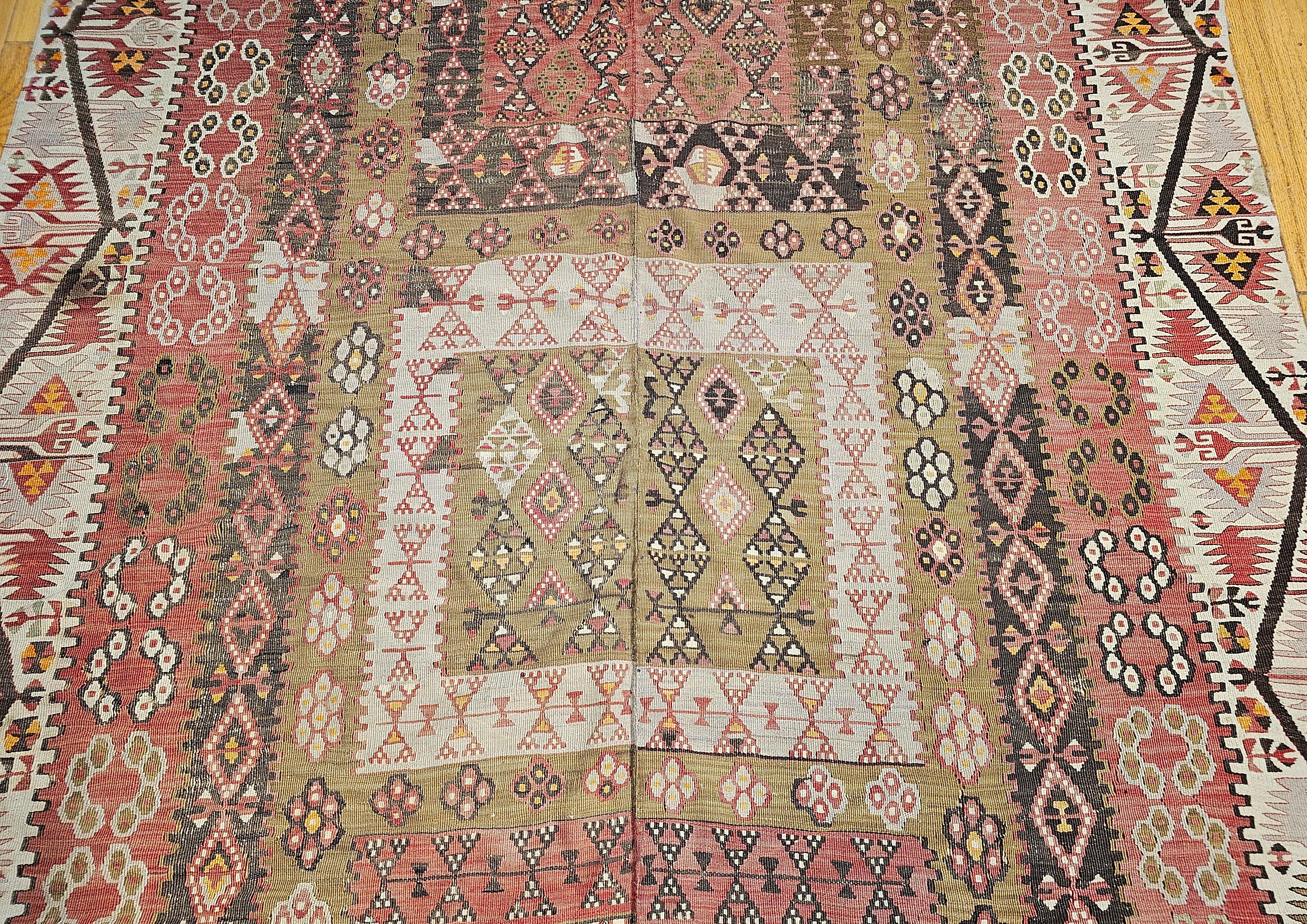 20th Century Vintage Anatolian Turkish Kilim Wide Runner For Sale