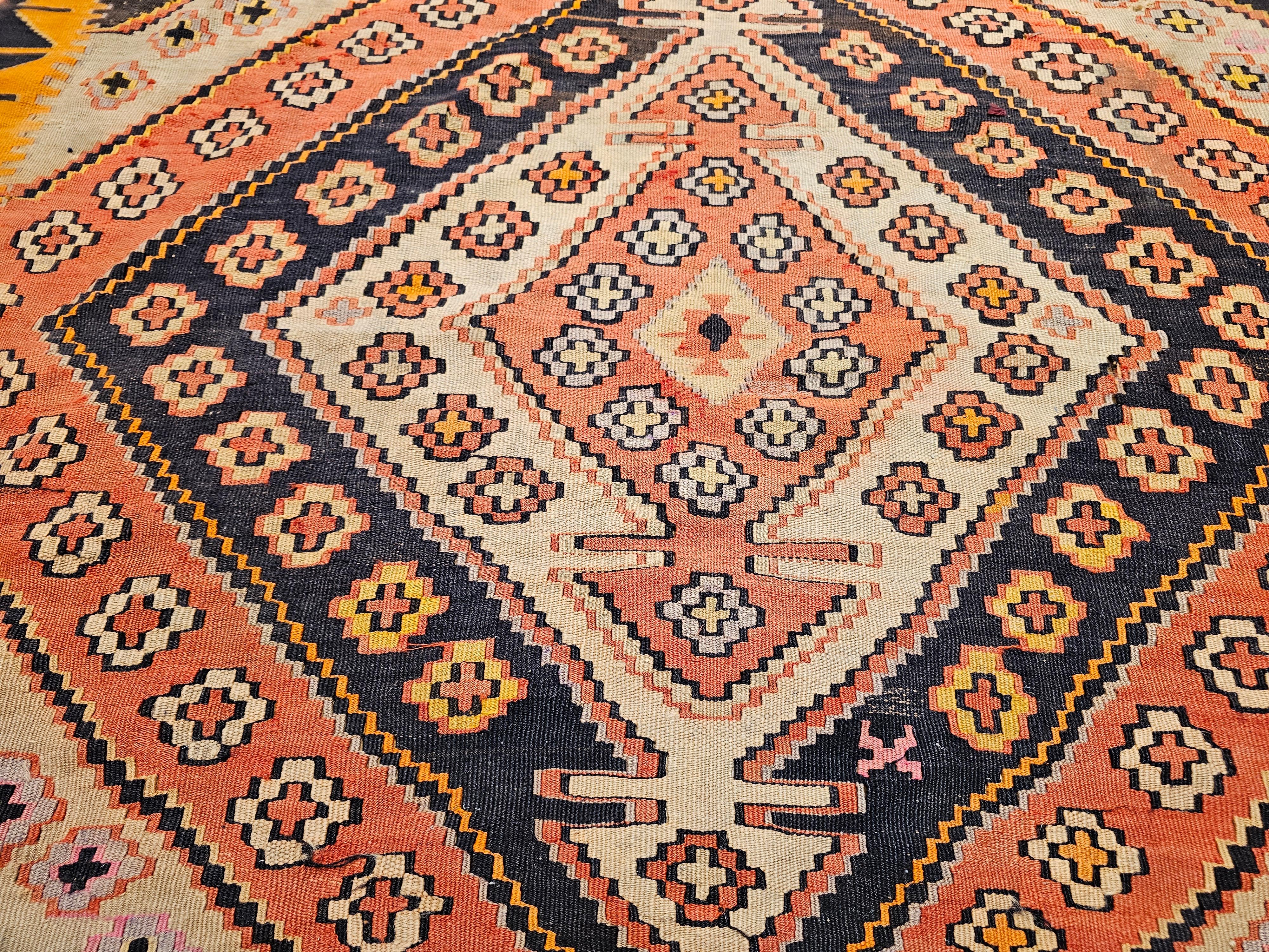 Wool Vintage Anatolian Turkish Kilim Wide Runner For Sale