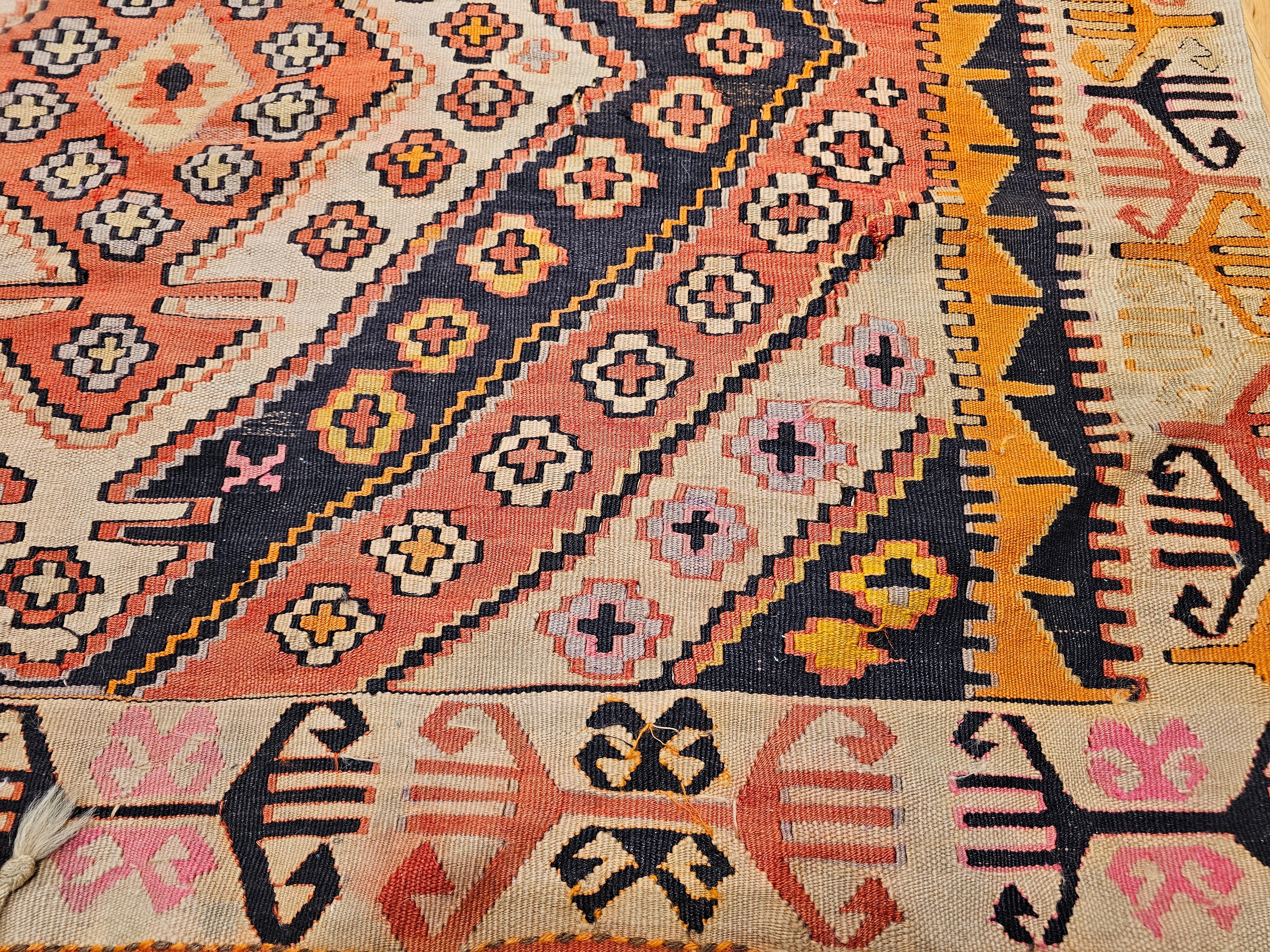 Vintage Anatolian Turkish Kilim Wide Runner For Sale 1