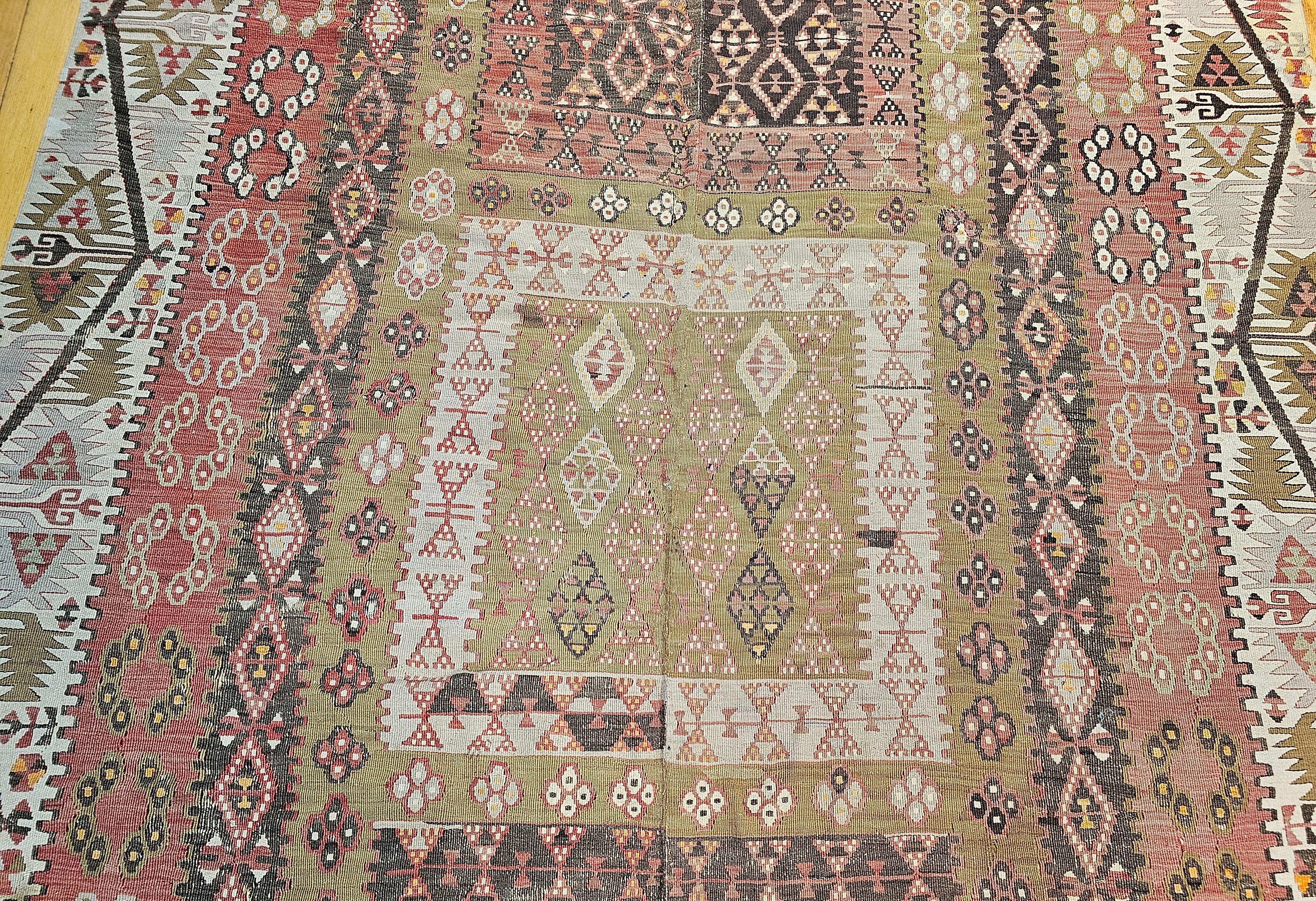 Vintage Anatolian Turkish Kilim Wide Runner For Sale 1