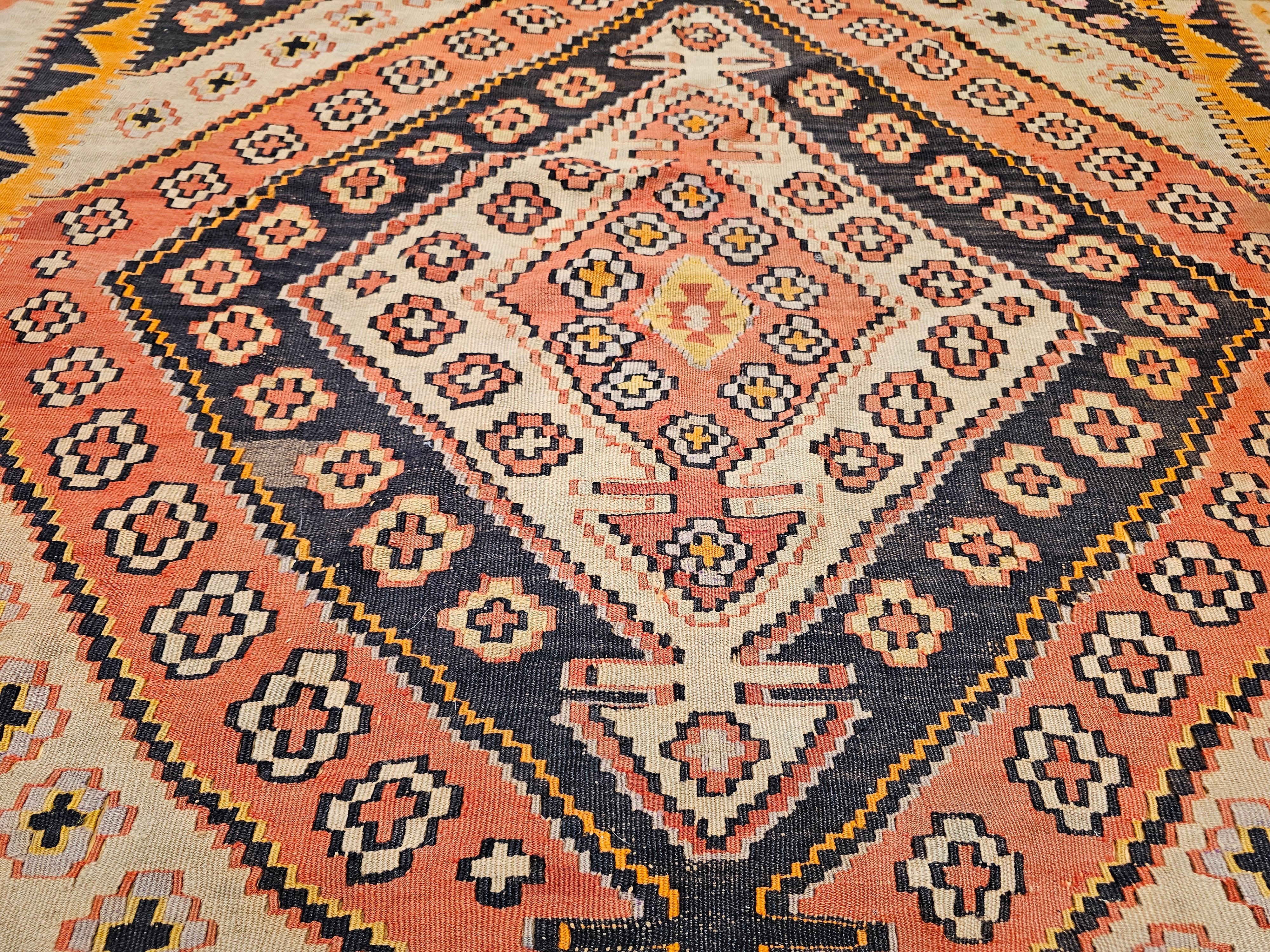 Vintage Anatolian Turkish Kilim Wide Runner For Sale 2