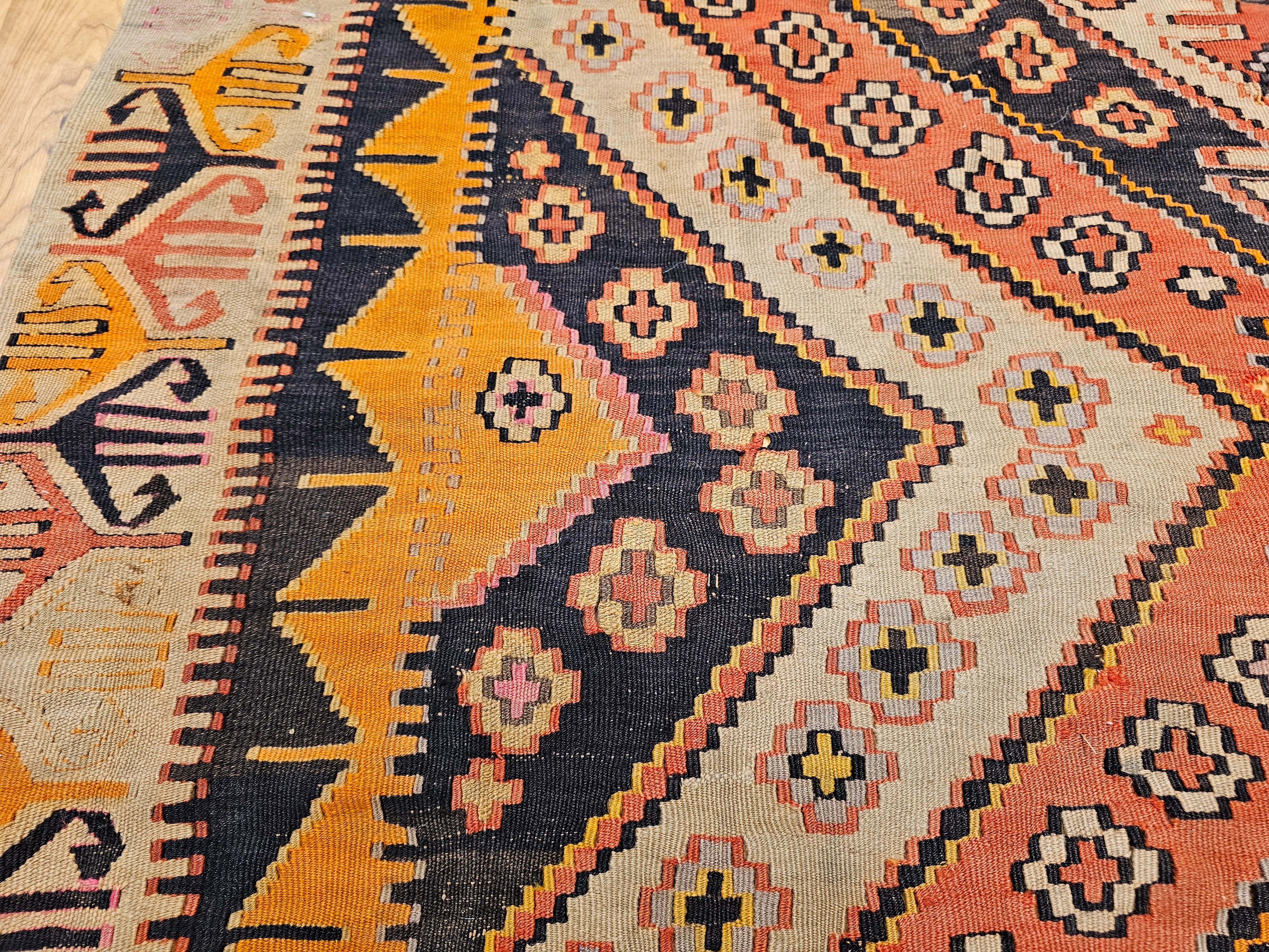 Vintage Anatolian Turkish Kilim Wide Runner For Sale 3