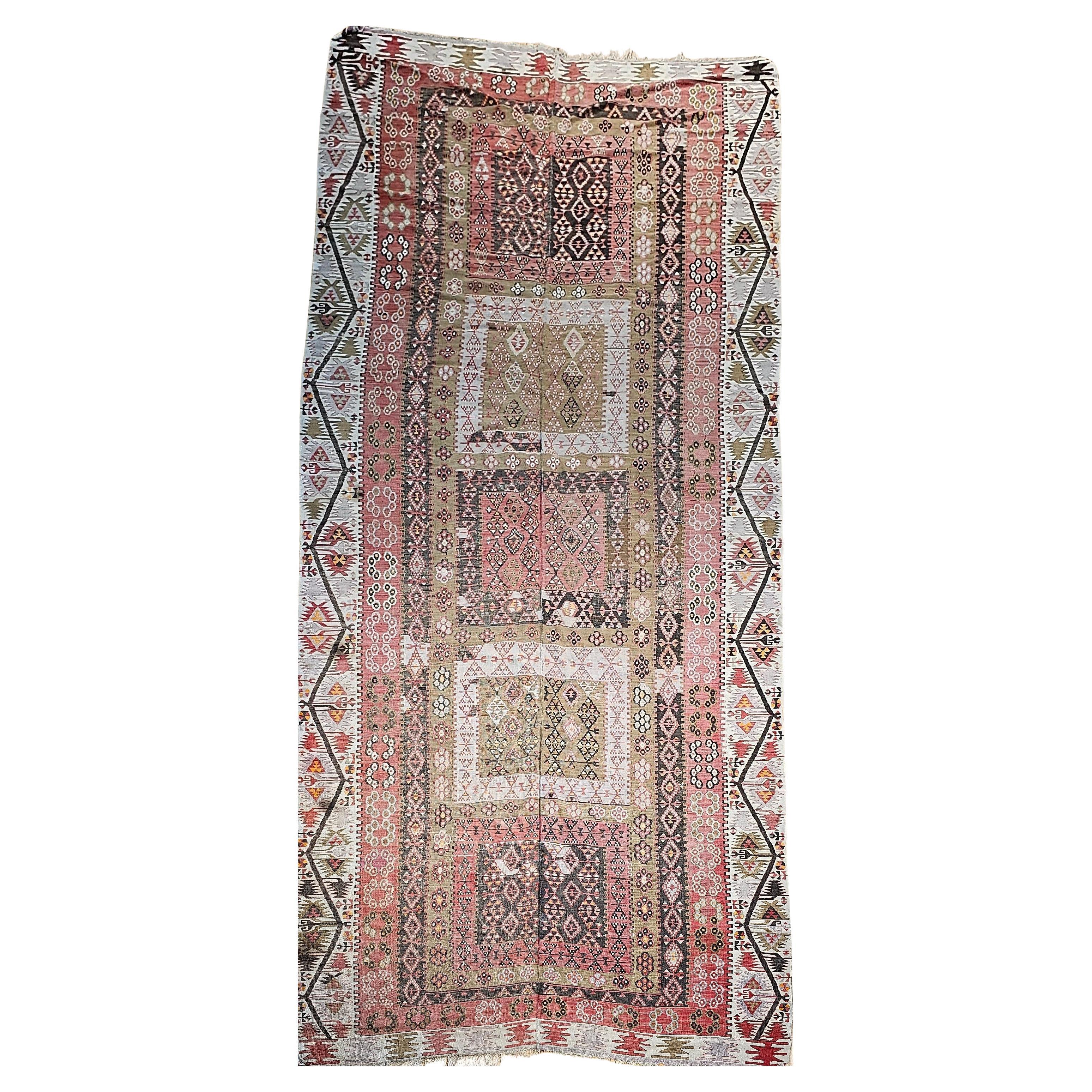 Vintage Anatolian Turkish Kilim Wide Runner