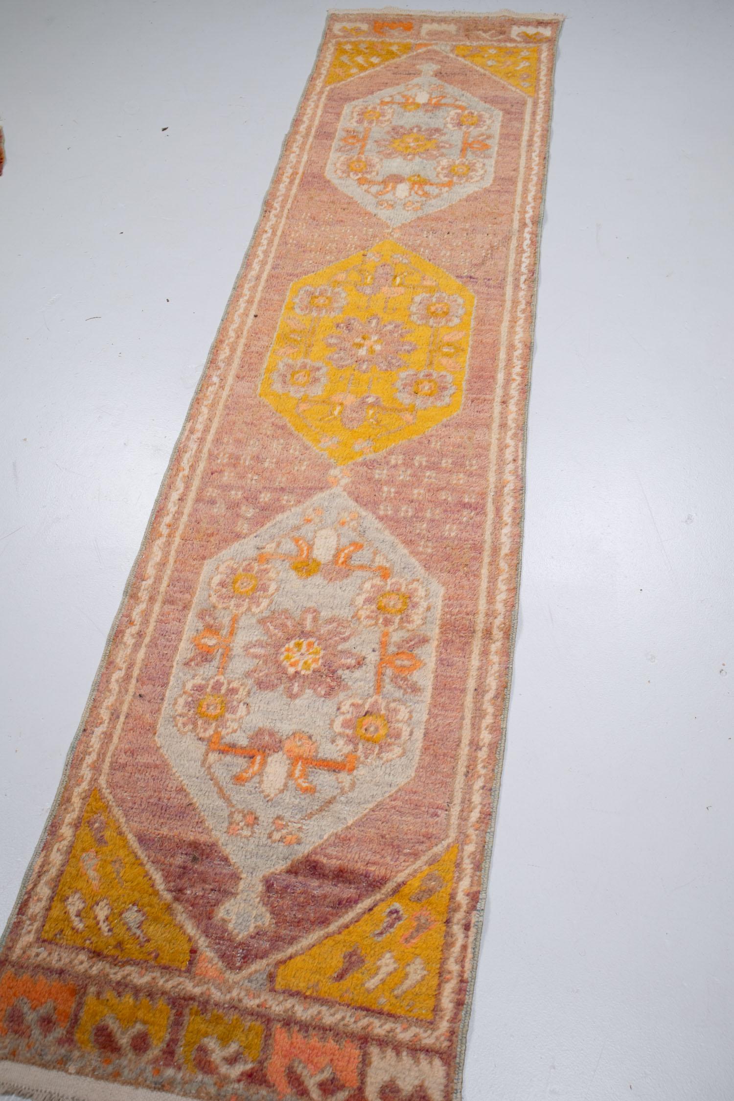 Wool Vintage Anatolian Turkish Runner Rug R-30917 For Sale