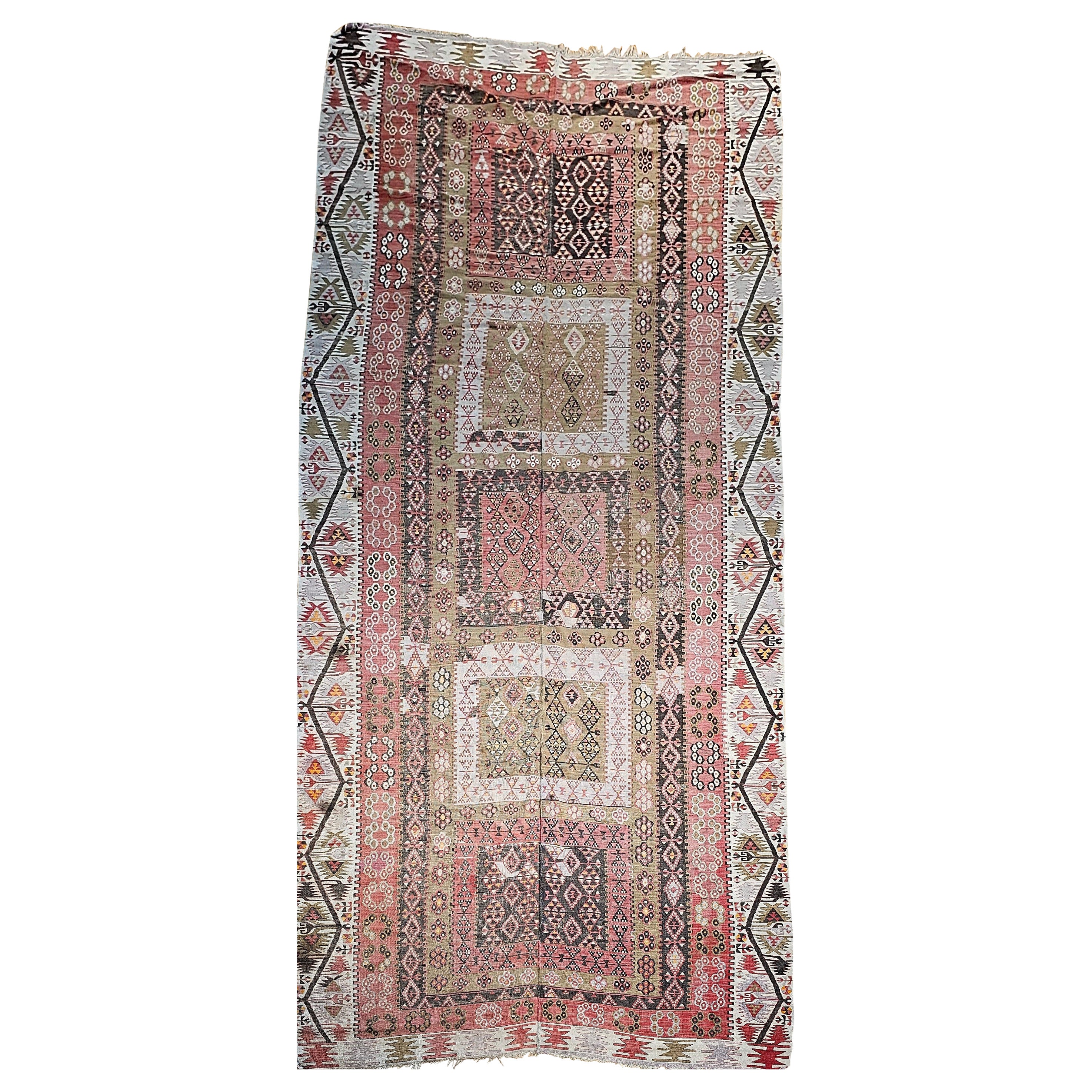 Vintage Anatolian Turkish Wide Runner Kilim