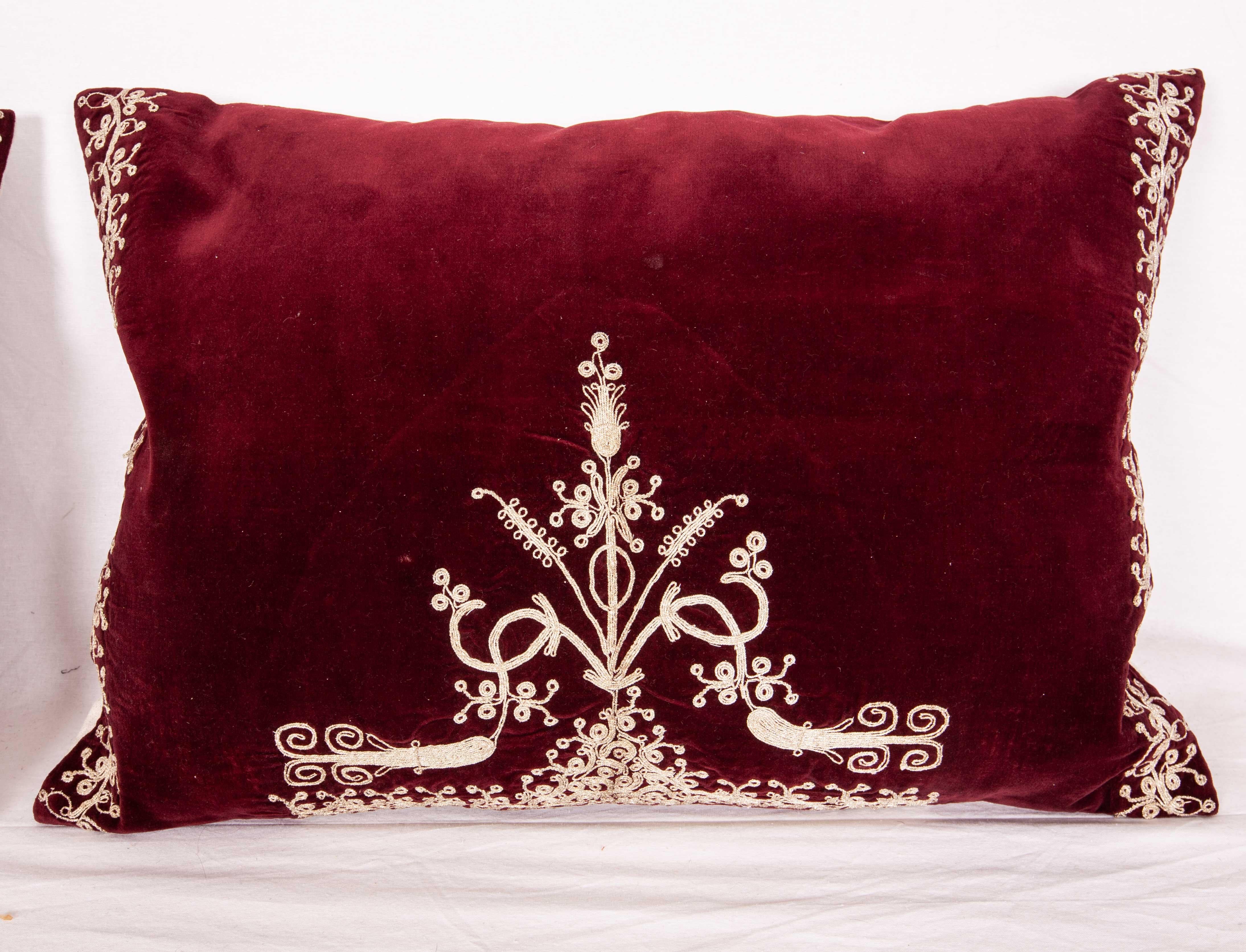 Tribal Vintage Anatolian Velvet Pillow Cases, Mid-20th Century For Sale