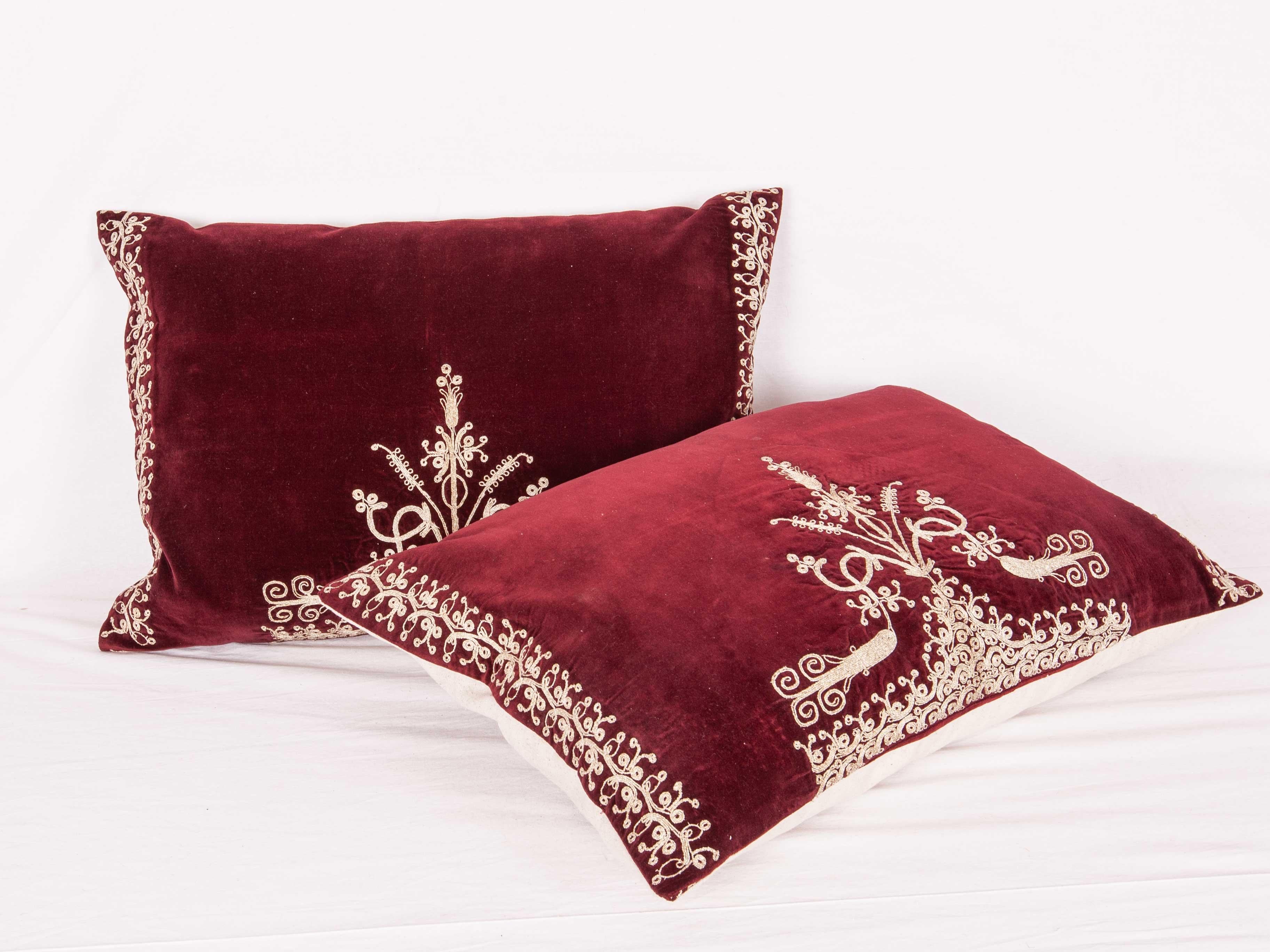 Turkish Vintage Anatolian Velvet Pillow Cases, Mid-20th Century For Sale