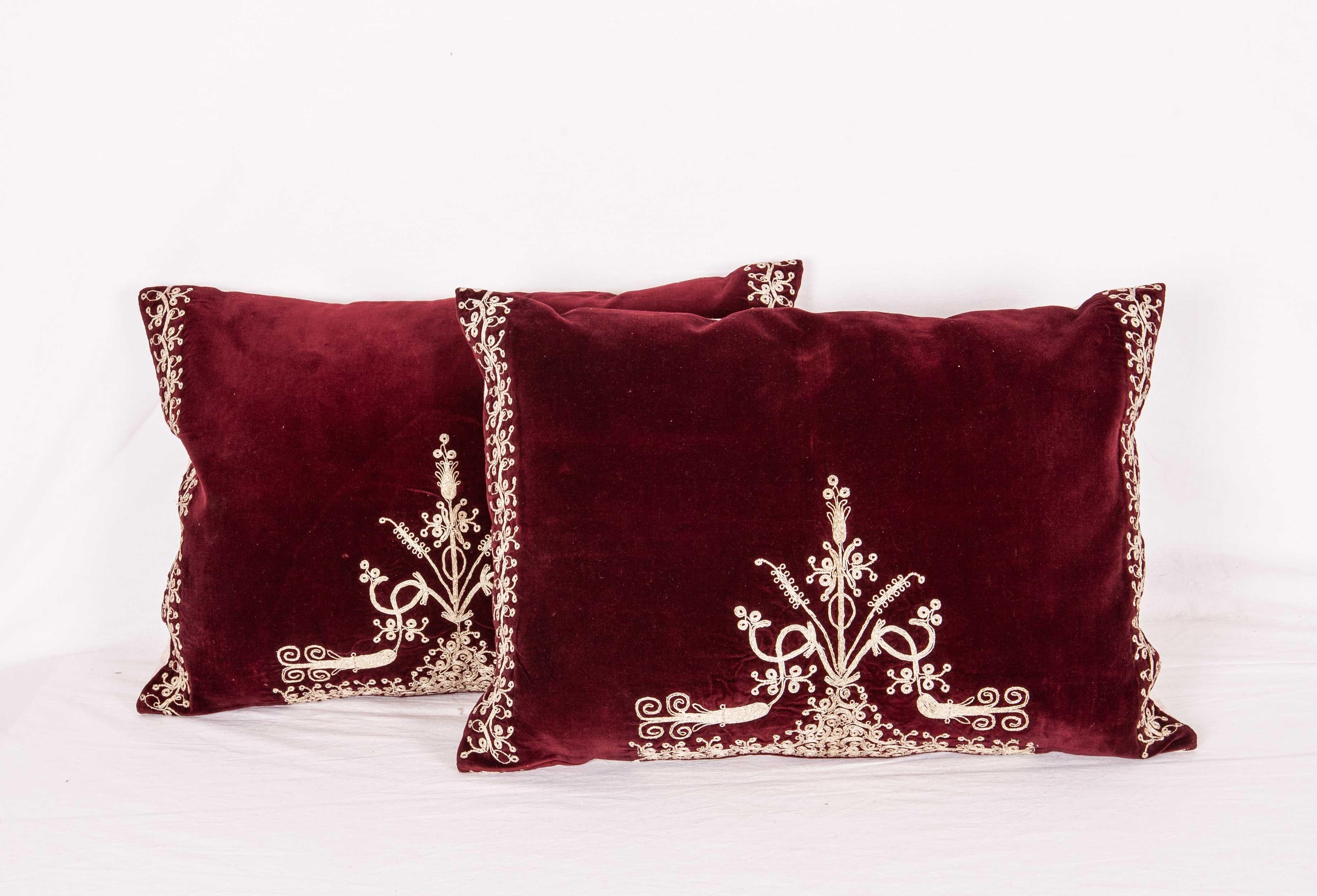 Silk Vintage Anatolian Velvet Pillow Cases, Mid-20th Century For Sale