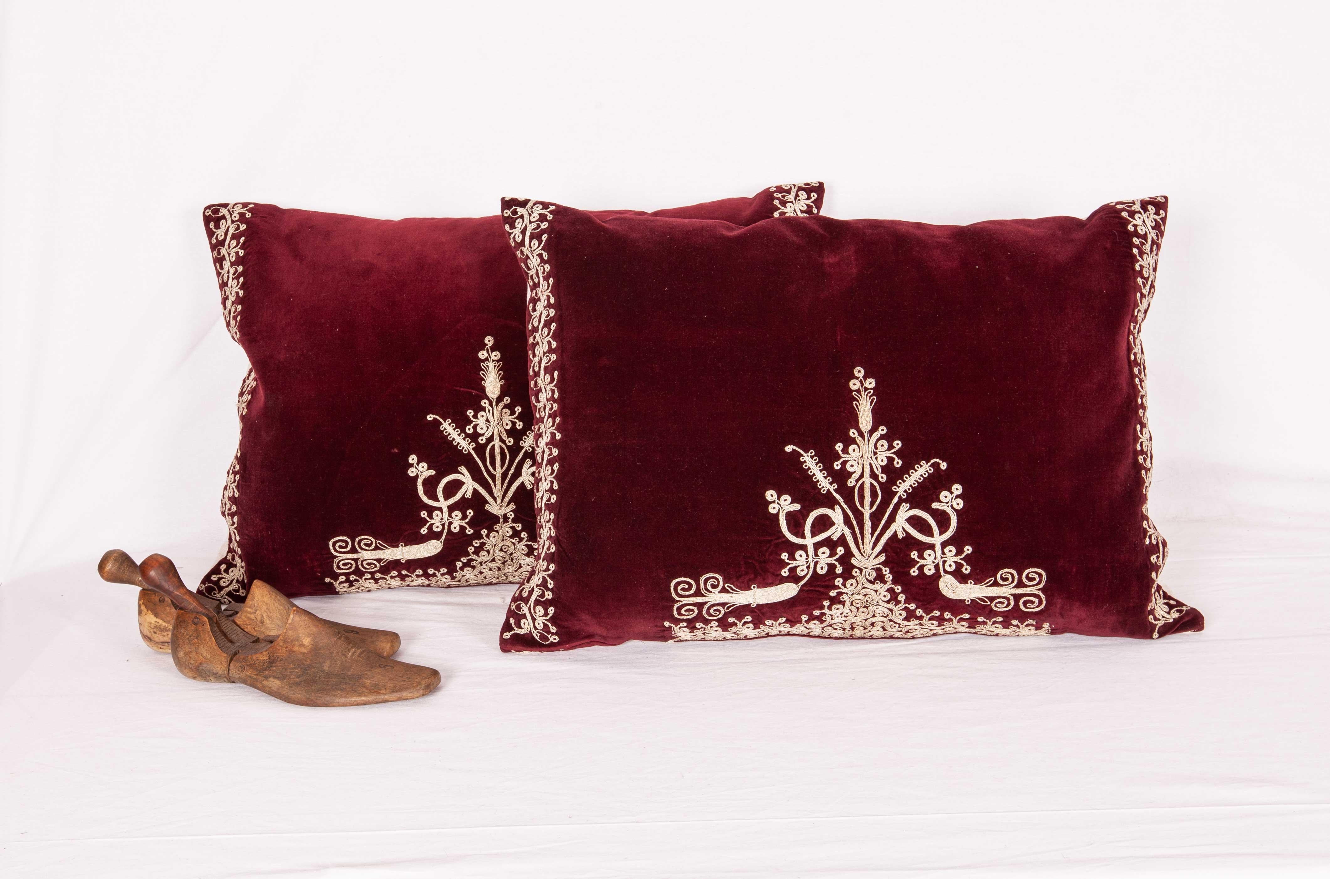 Vintage Anatolian Velvet Pillow Cases, Mid-20th Century For Sale 1