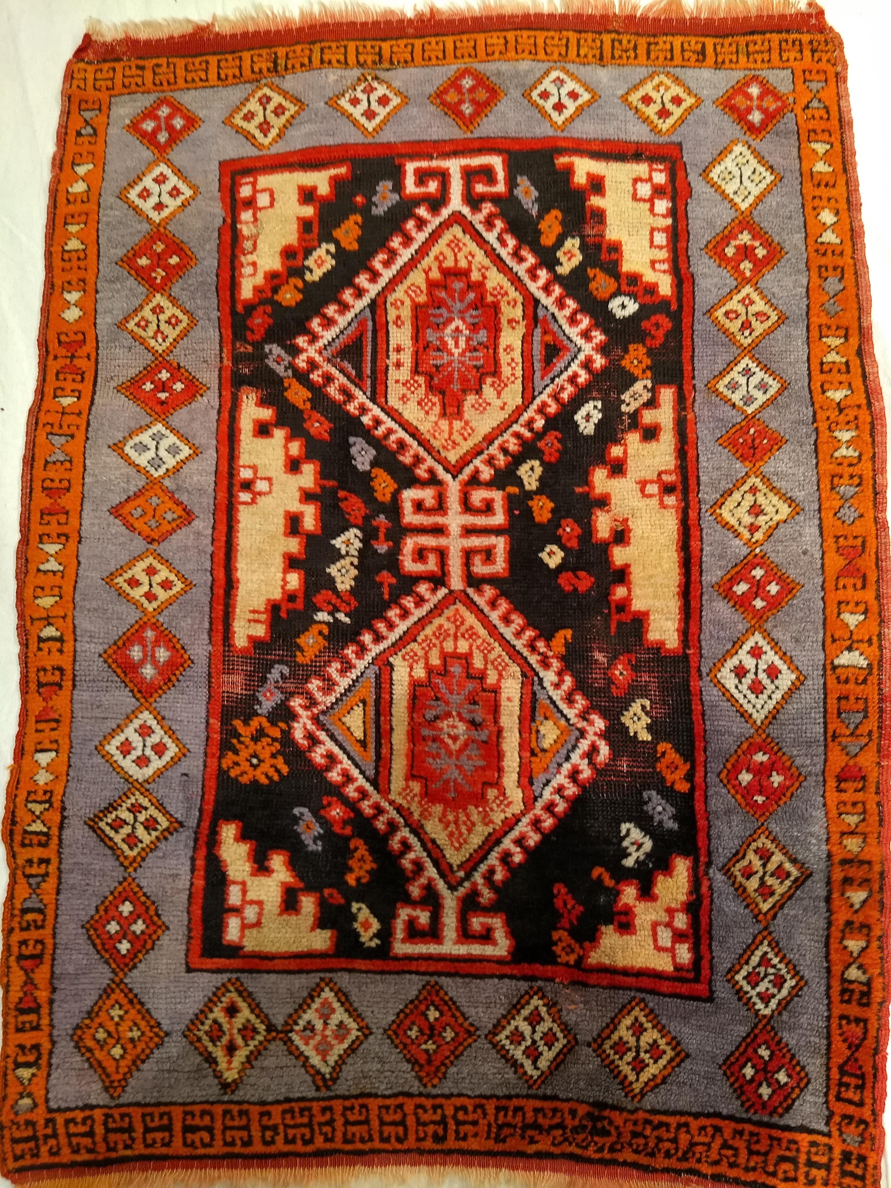 20th Century Vintage Turkish Oushak Village Rug in Pale Yellow and Blue Colors For Sale
