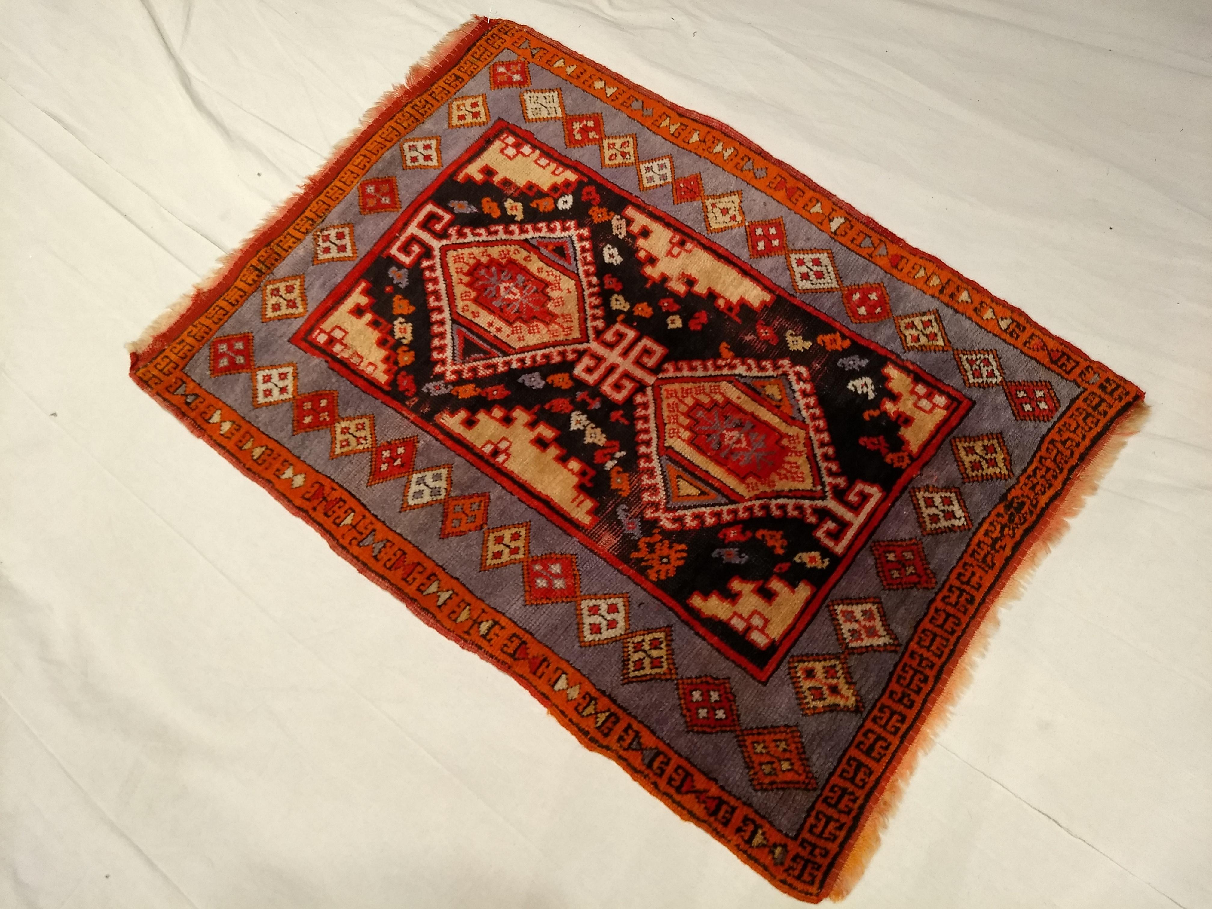 Vintage Turkish Oushak Village Rug in Pale Yellow and Blue Colors For Sale 2