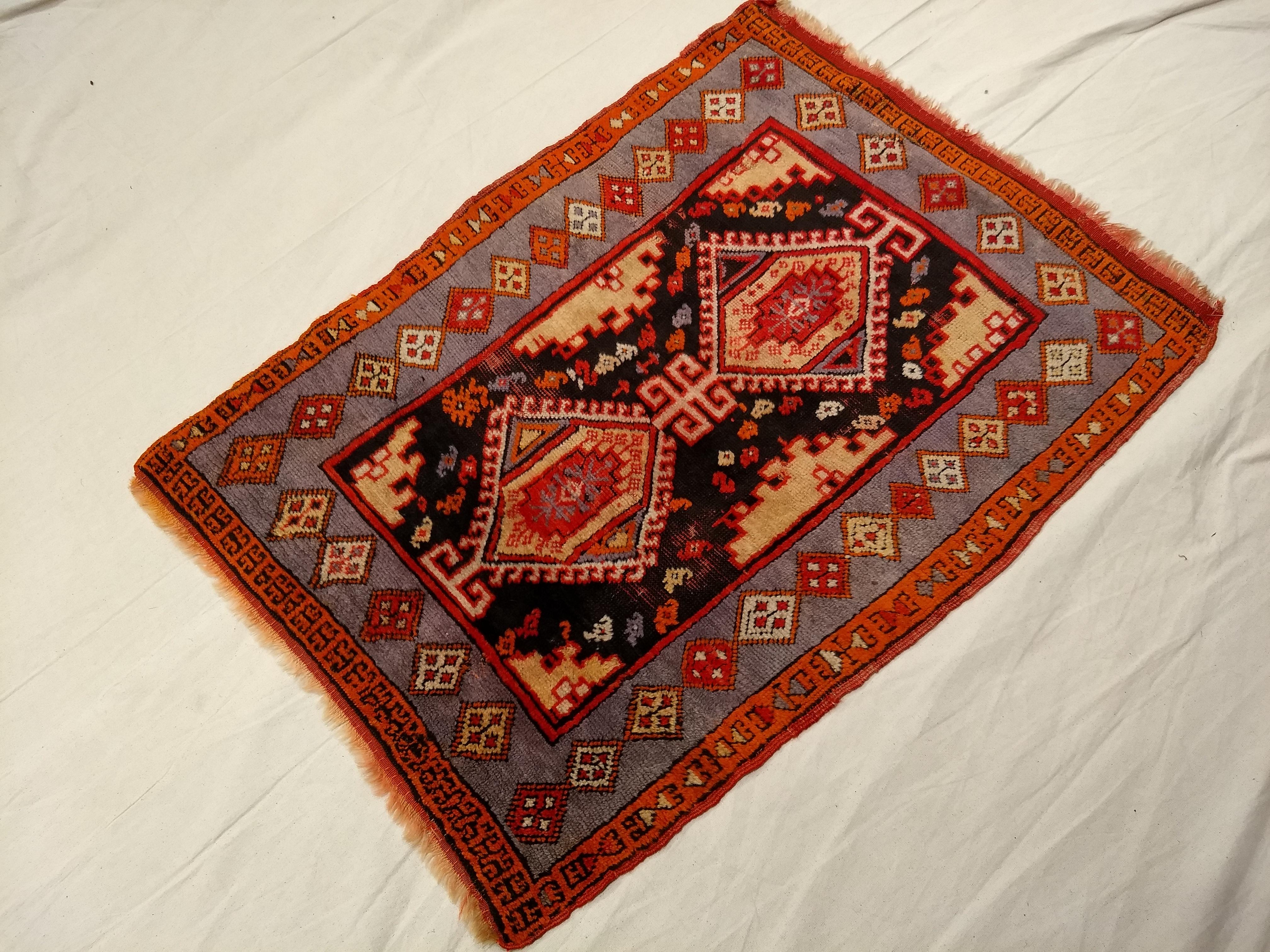 Vintage Turkish Oushak Village Rug in Pale Yellow and Blue Colors For Sale 3