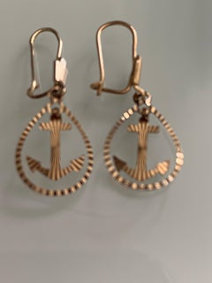 Vintage Anchor Earrings 9k Gold dated 1956