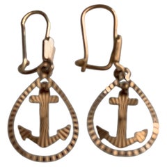 Vintage Anchor Earrings 9k Gold dated 1956