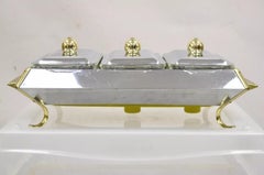 Vintage Anchor Hocking Art Deco Modern 3 Abschnitt Buffet Warmer Chafing Dish