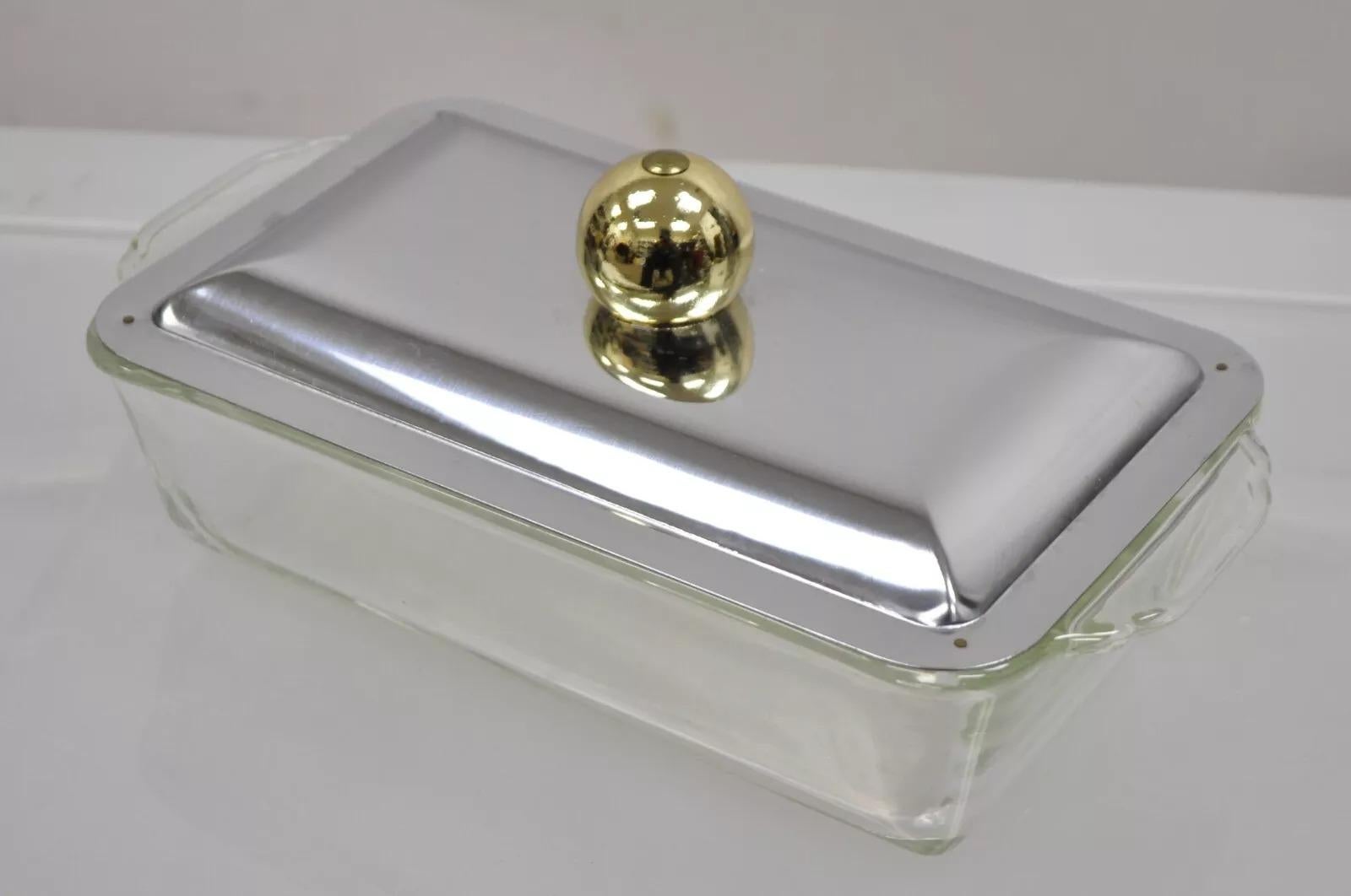Vintage Anchor Hocking Art Deco Modern 3 Abschnitt Buffet Warmer Chafing Dish im Angebot 1