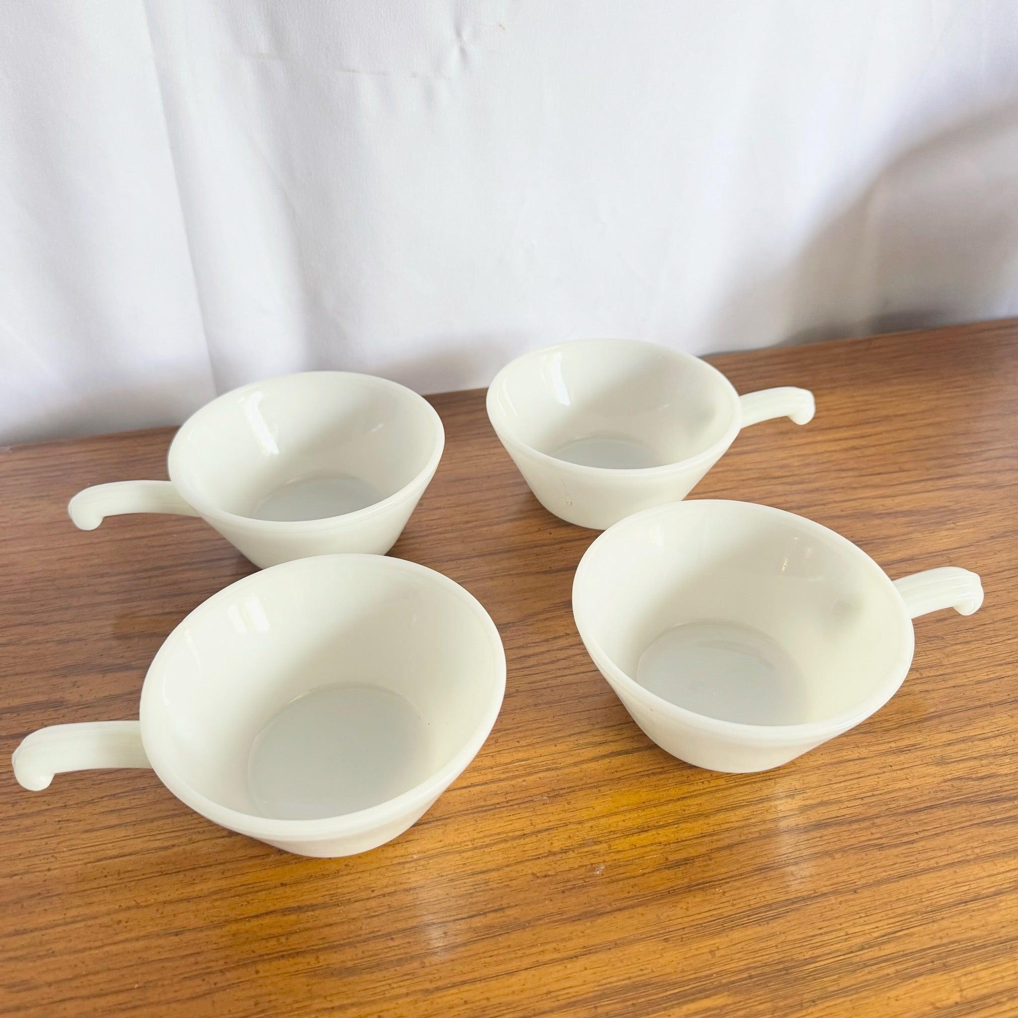 20th Century Vintage Anchor Hocking Fire King White Milk Glass Soup Bowls - Set of 4 For Sale