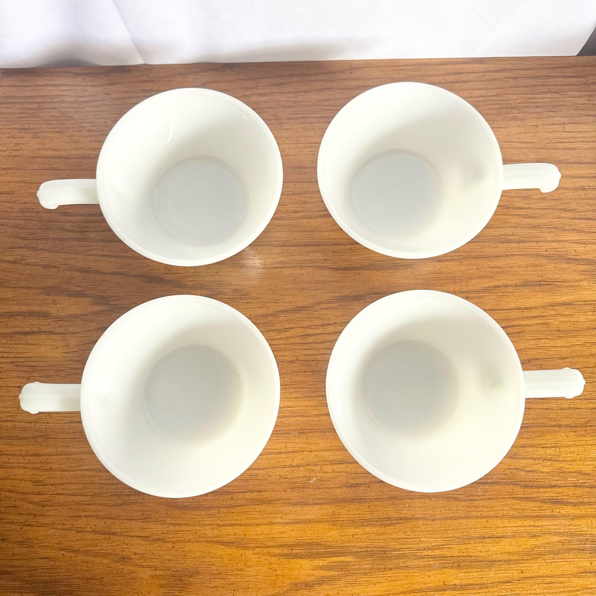 Vintage Anchor Hocking Fire King White Milk Glass Soup Bowls - Set of 4 For Sale 2