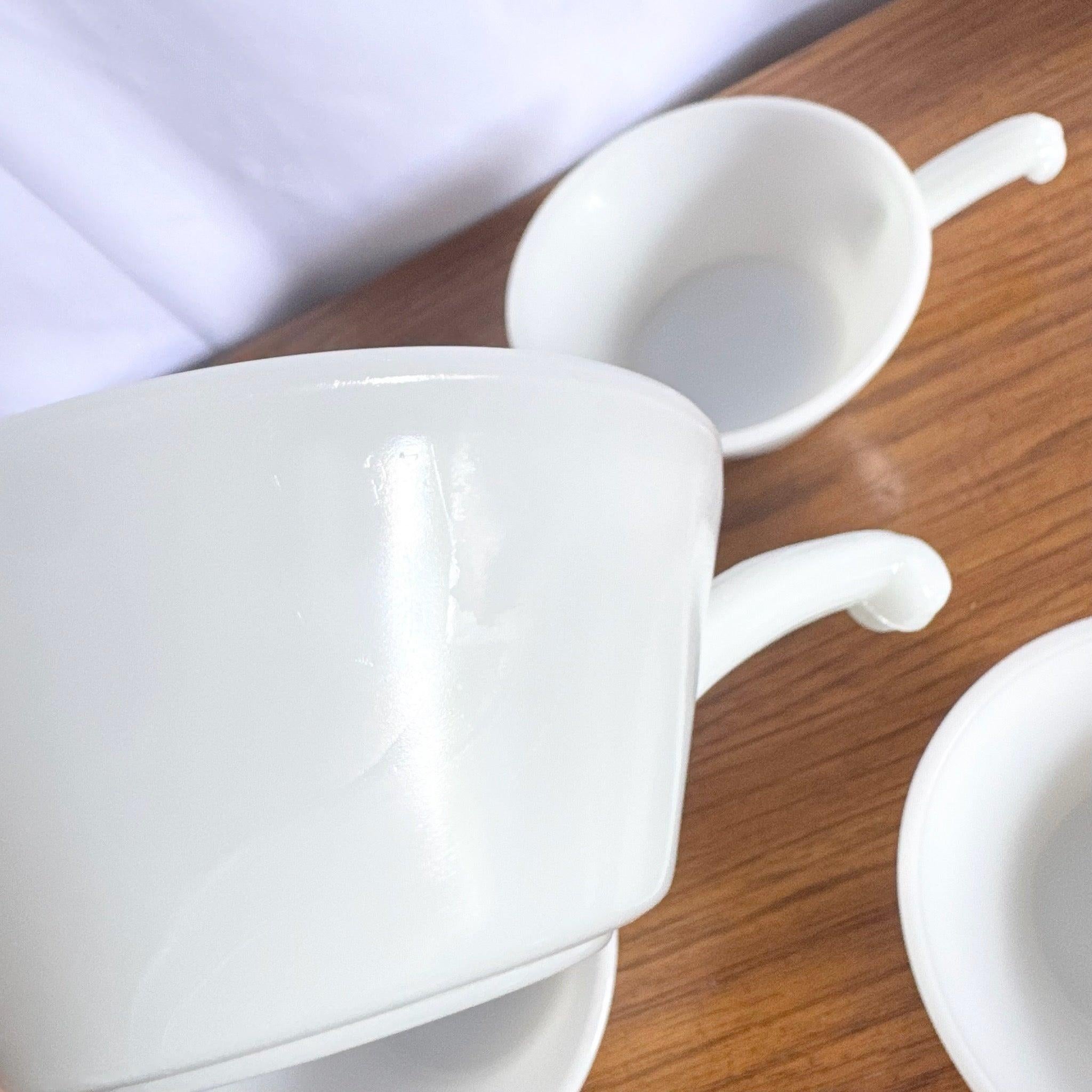 Vintage Anchor Hocking Fire King White Milk Glass Soup Bowls - Set of 4 For Sale 3