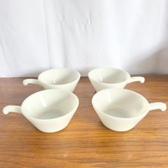 Vintage Anchor Hocking Fire King White Milk Glass Soup Bowls - Set of 4